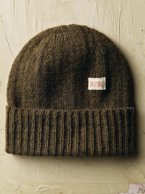 knit wool watch cap in brown sold by Imogene + Willie
