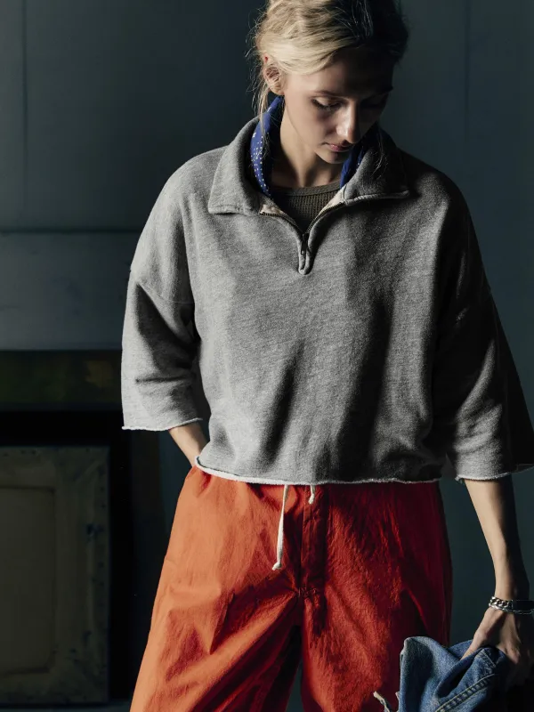 cut sleeve cropped quarter zip sold by Imogene + Willie