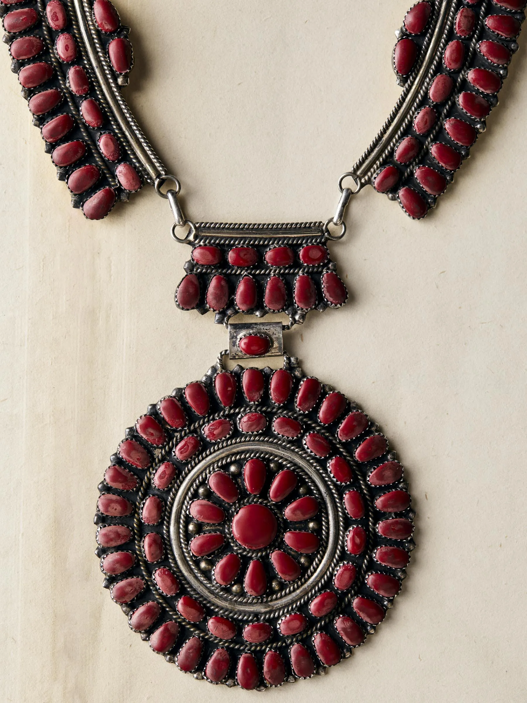 vintage zuni coral shield necklace sold by Imogene + Willie product image thumbnail 3