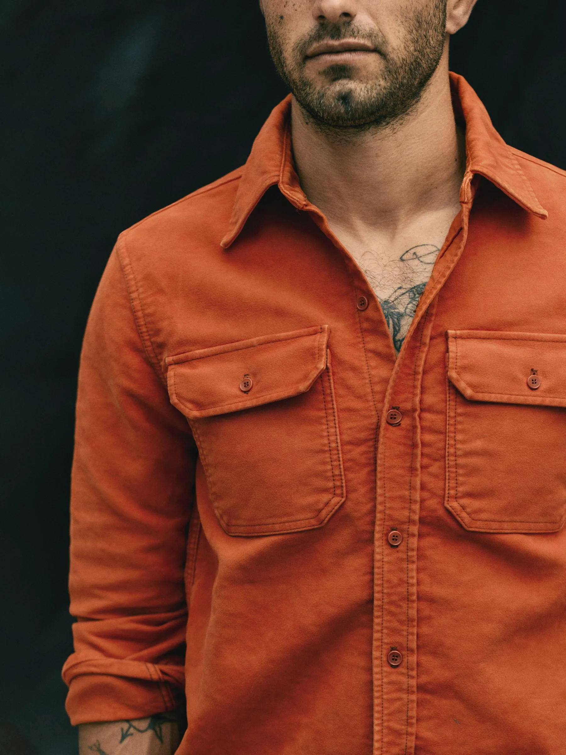 the griffin workshirt in orange sold by Imogene + Willie product image thumbnail 4