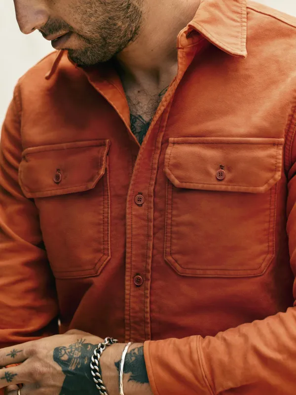 the griffin workshirt in orange sold by Imogene + Willie