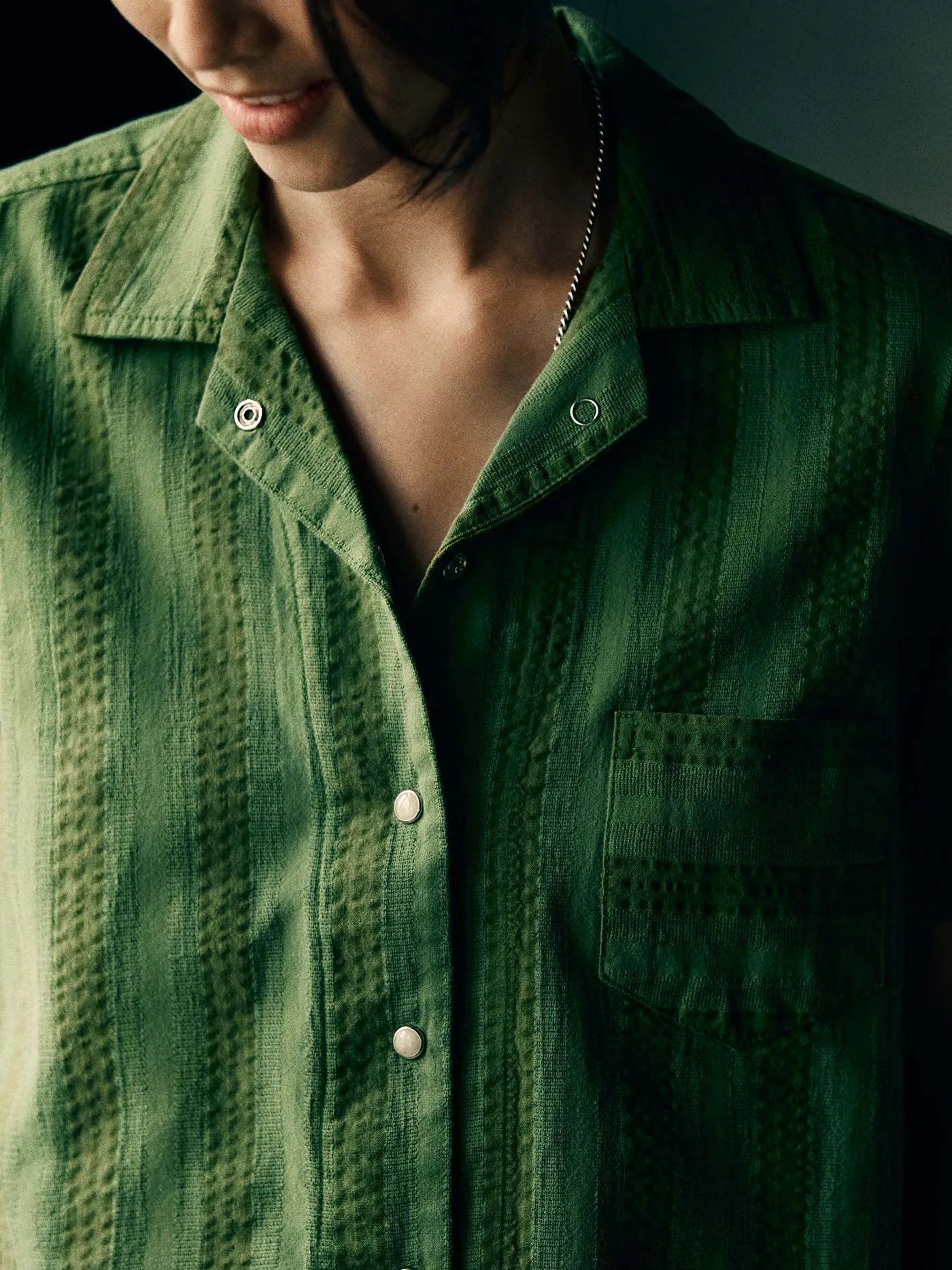 i+w x richter goods jacquard stripe pearl snap sold by Imogene + Willie product image thumbnail 4