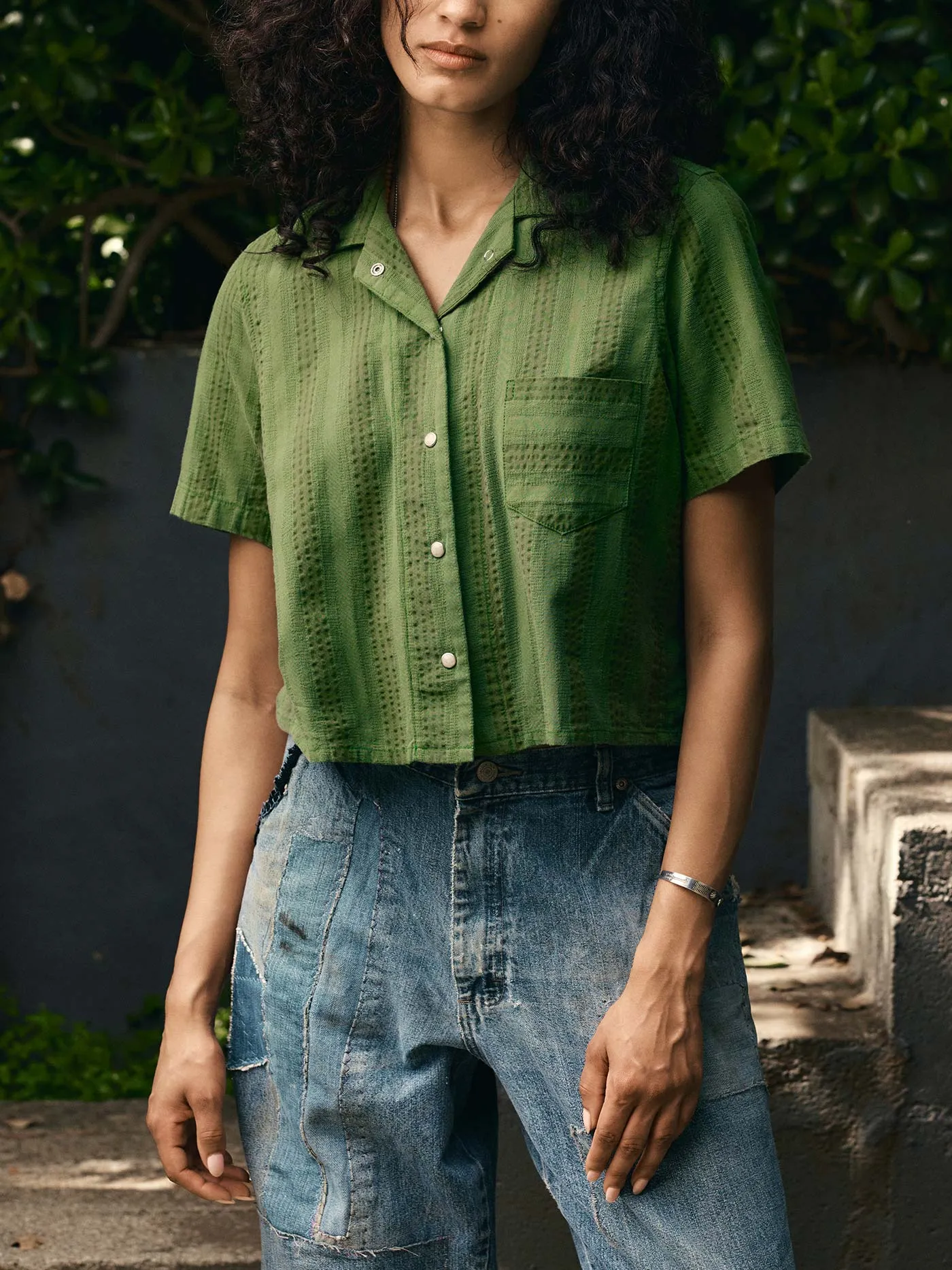 i+w x richter goods jacquard stripe pearl snap sold by Imogene + Willie product image thumbnail 5