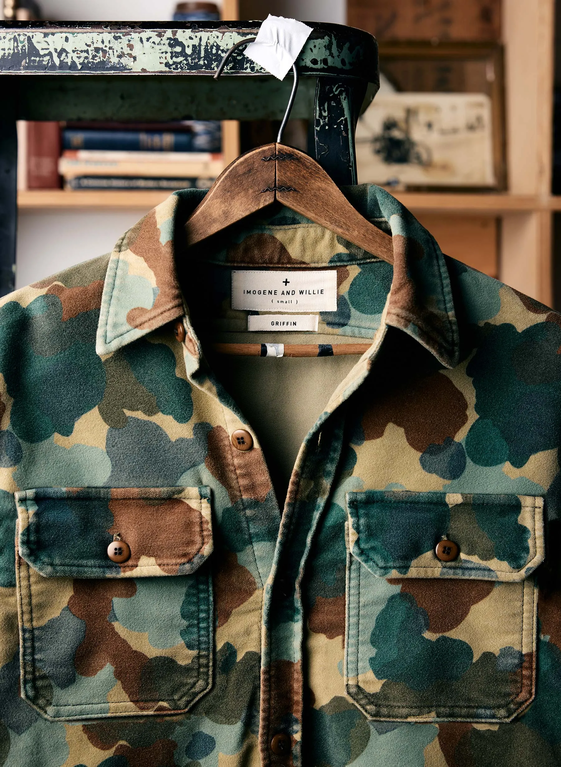 the griffin workshirt in painted camo sold by Imogene + Willie product image thumbnail 2