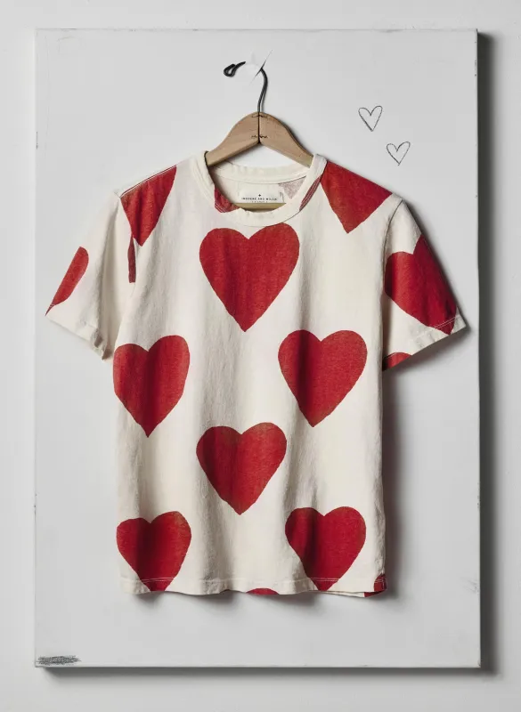 the "hearts all over" tee sold by Imogene + Willie