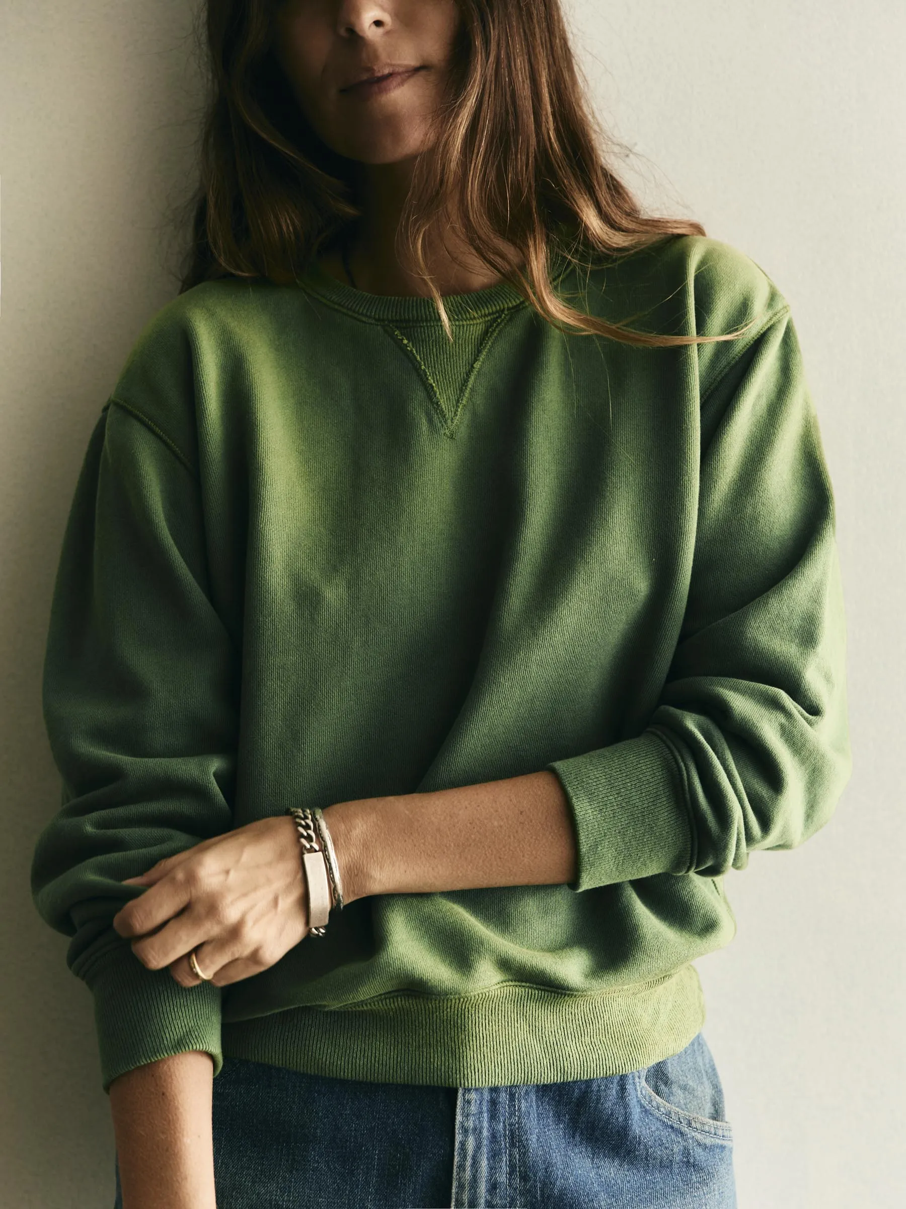 hilts sweatshirt sunfaded green sold by Imogene + Willie
