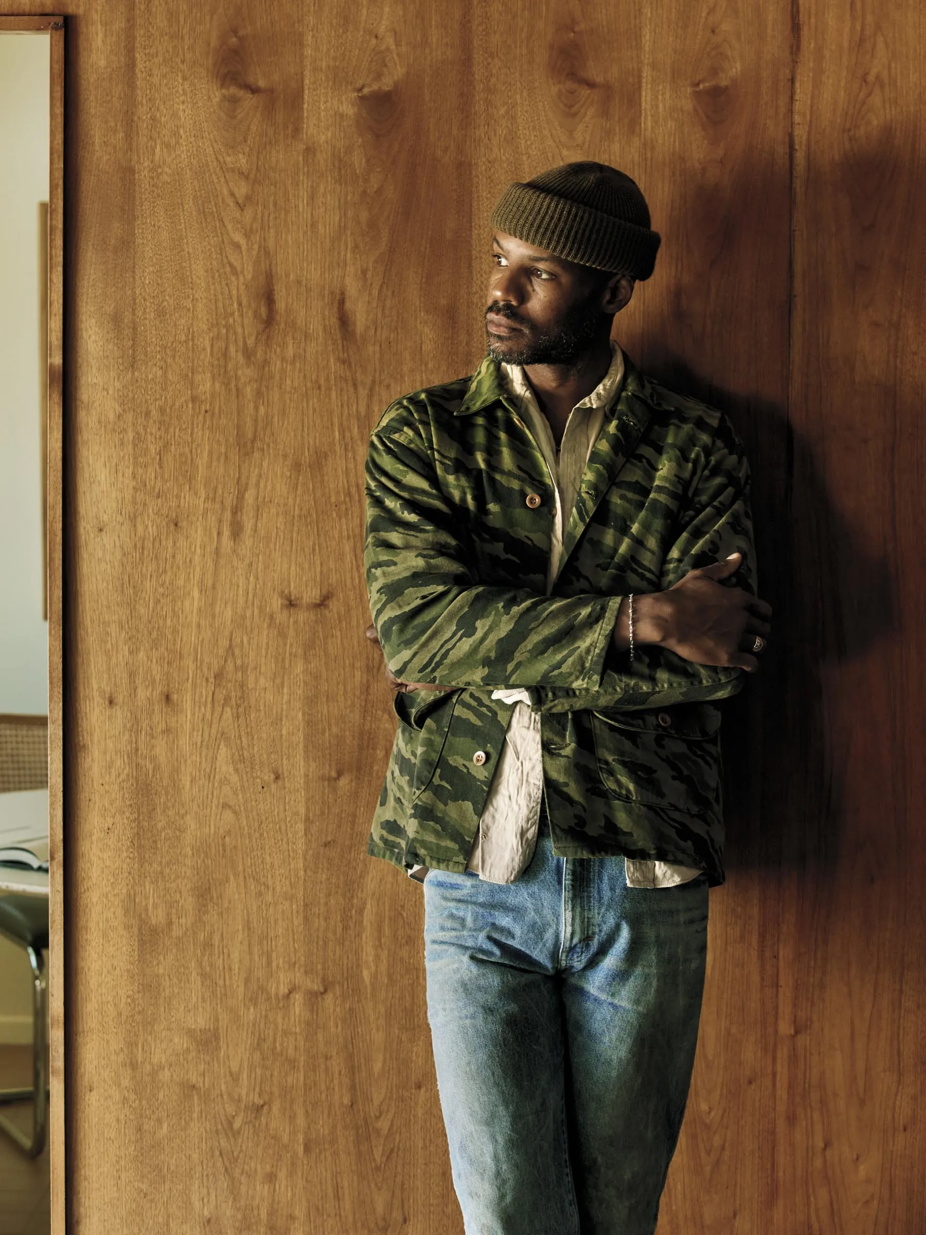 fatigue jacket in brushstroke camo sold by Imogene + Willie product image thumbnail 3