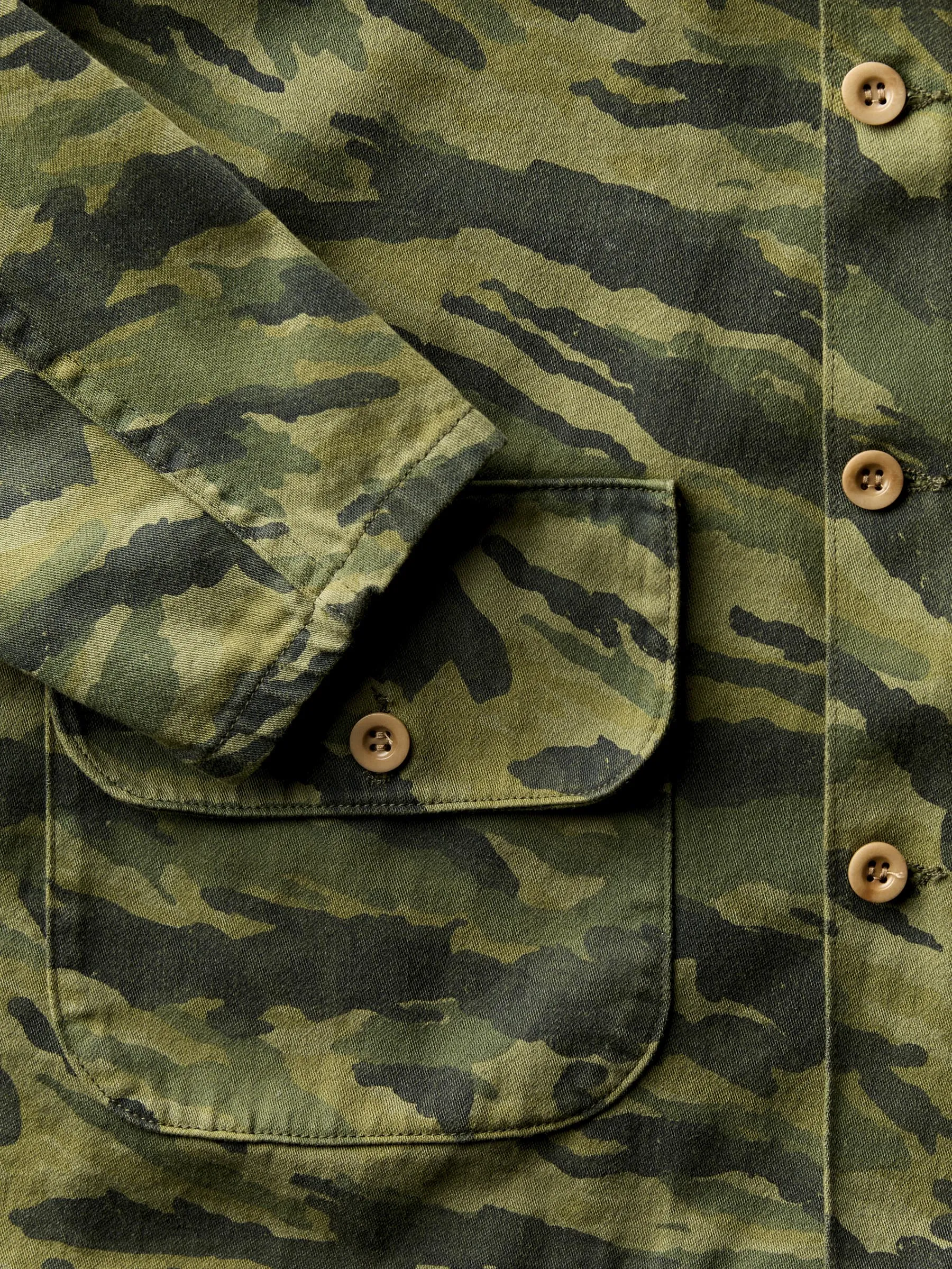 fatigue jacket in brushstroke camo sold by Imogene + Willie product image thumbnail 5
