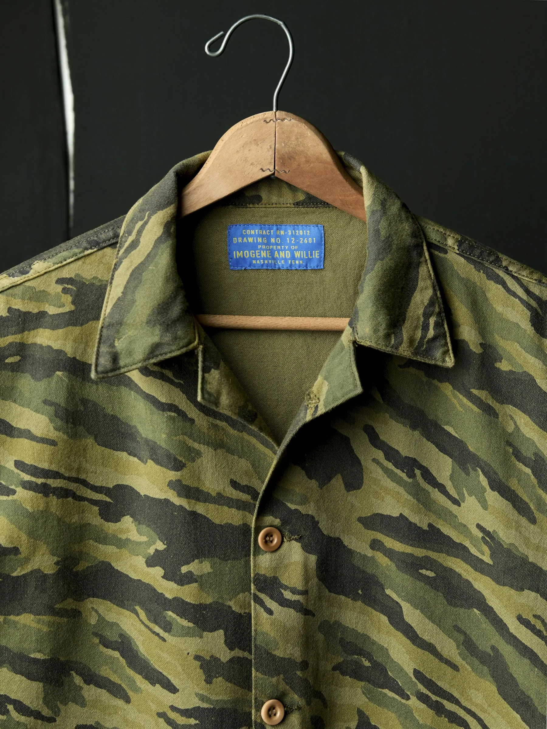 fatigue jacket in brushstroke camo sold by Imogene + Willie product image thumbnail 2