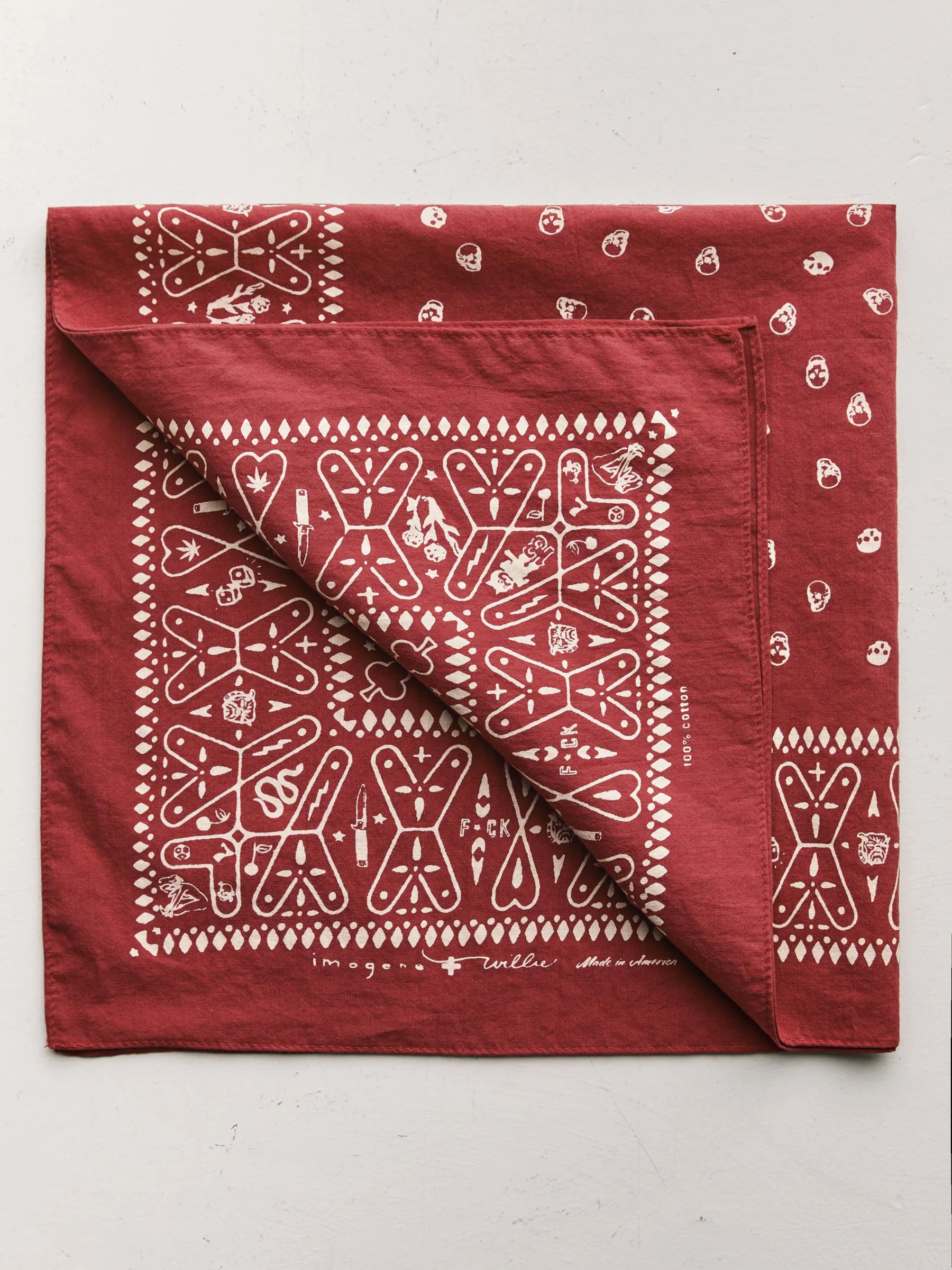 the "muerte" bandana in red sold by Imogene + Willie product image thumbnail 2