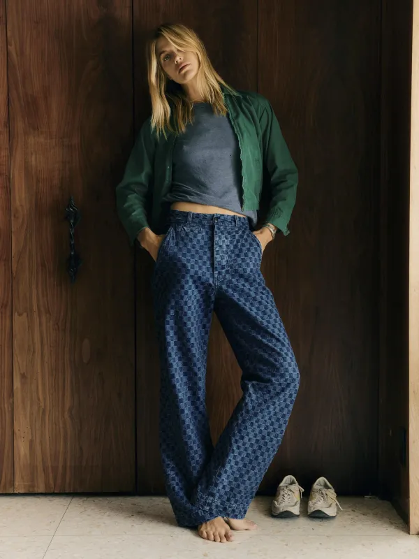 logan washed indigo check sold by Imogene + Willie