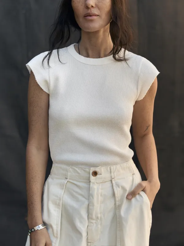 cut sleeve thermal in white sold by Imogene + Willie