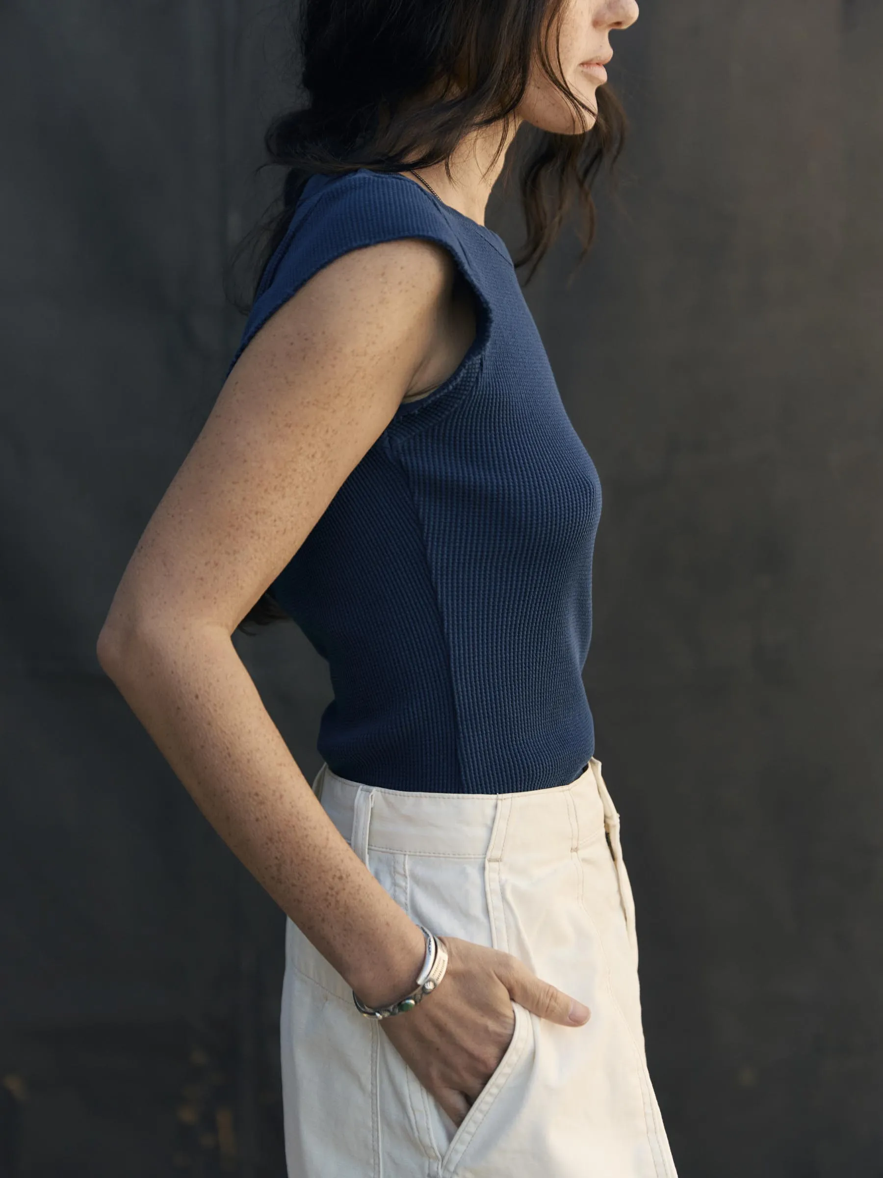 cut sleeve thermal in navy sold by Imogene + Willie product image thumbnail 3