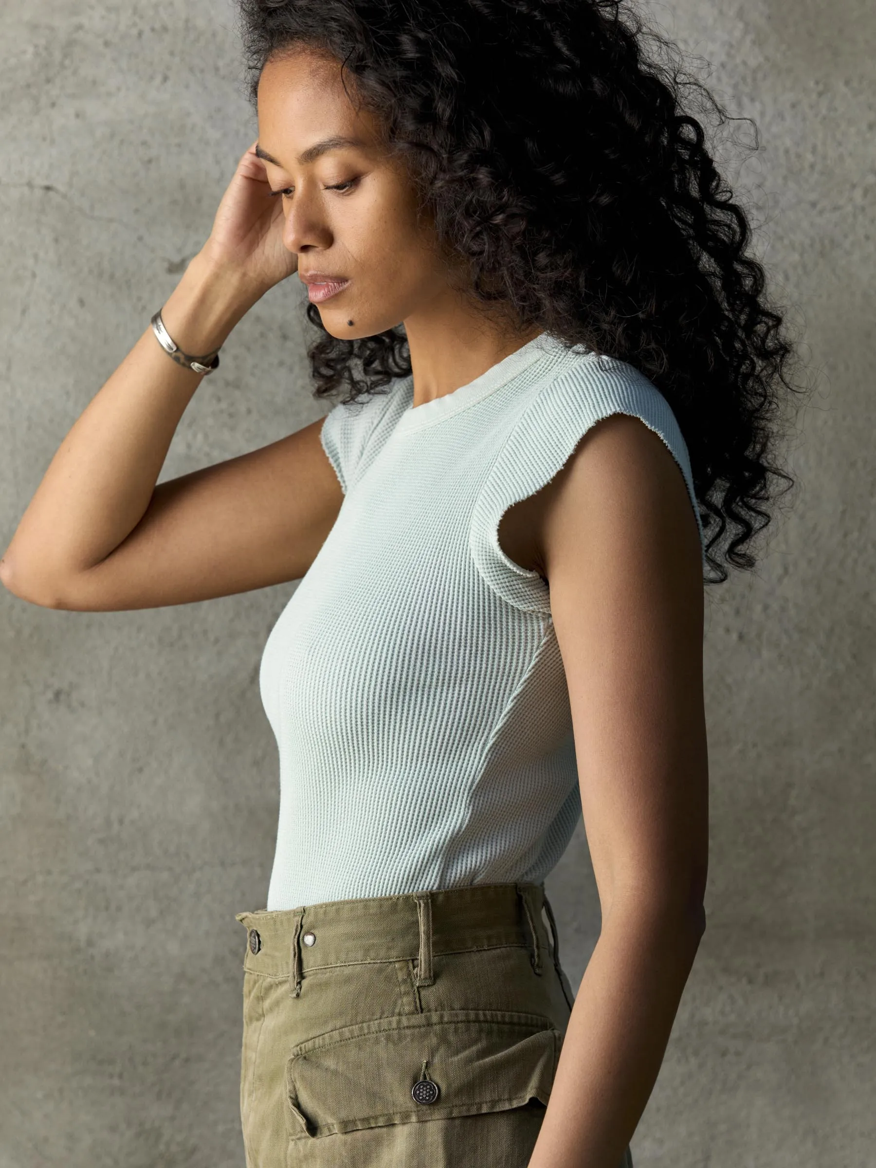 cut sleeve thermal in sky blue sold by Imogene + Willie product image thumbnail 4