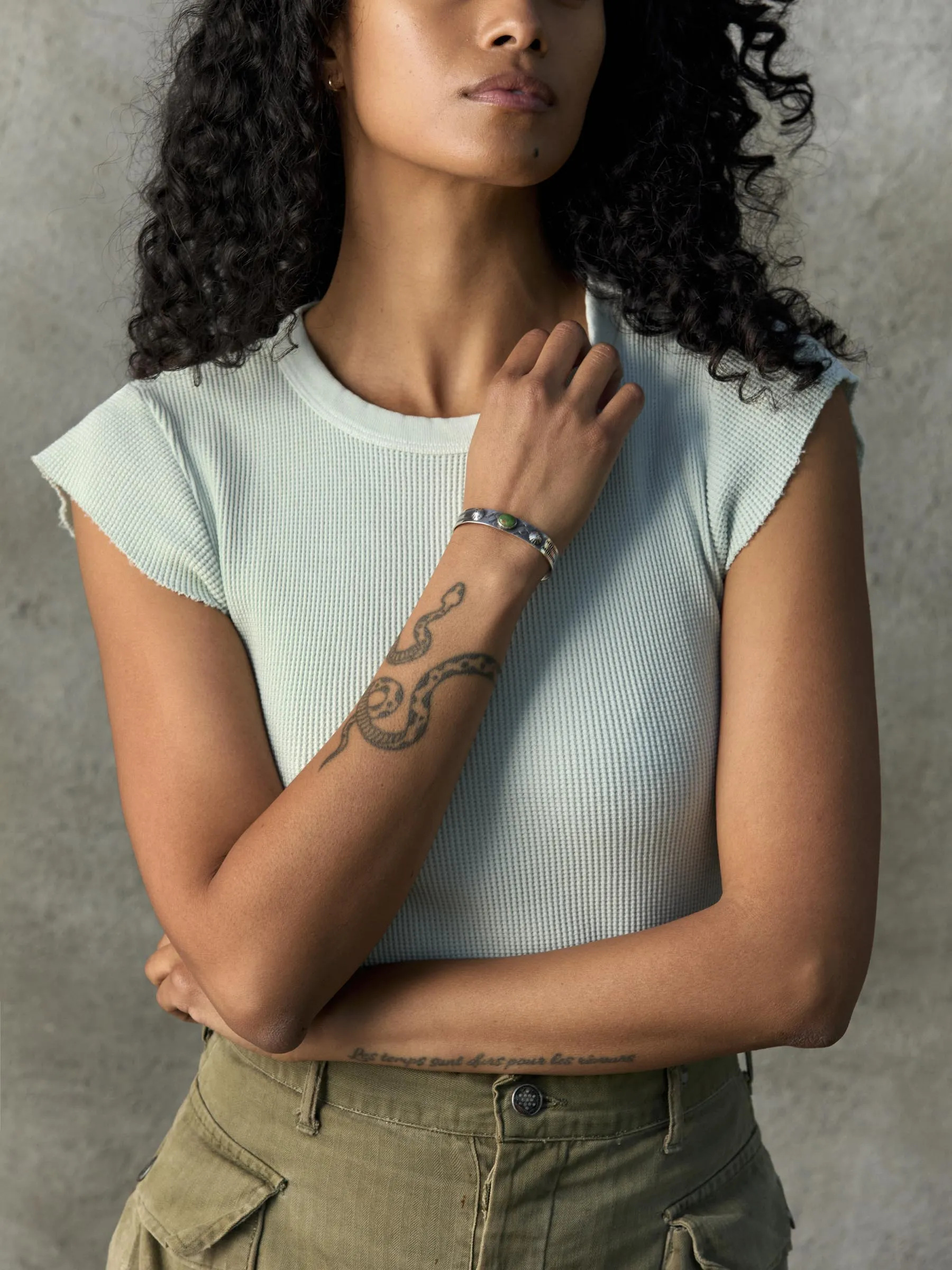 cut sleeve thermal in sky blue sold by Imogene + Willie product image thumbnail 5