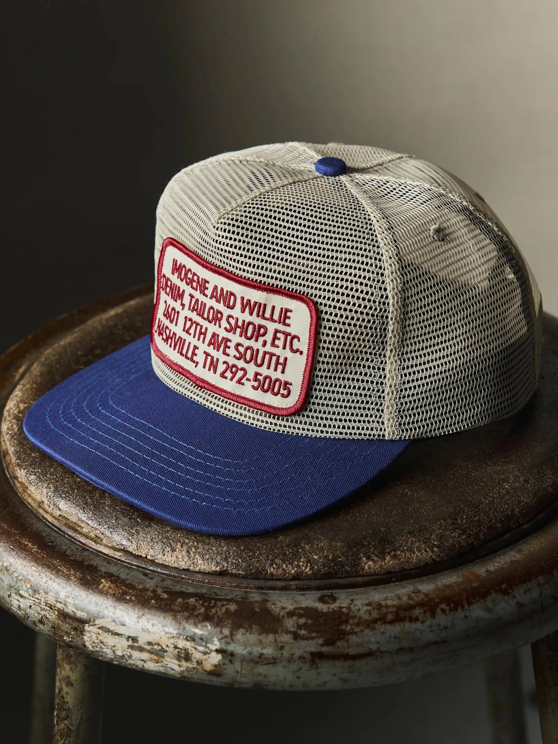 the "tailor shop" mesh trucker sold by Imogene + Willie product image thumbnail 3