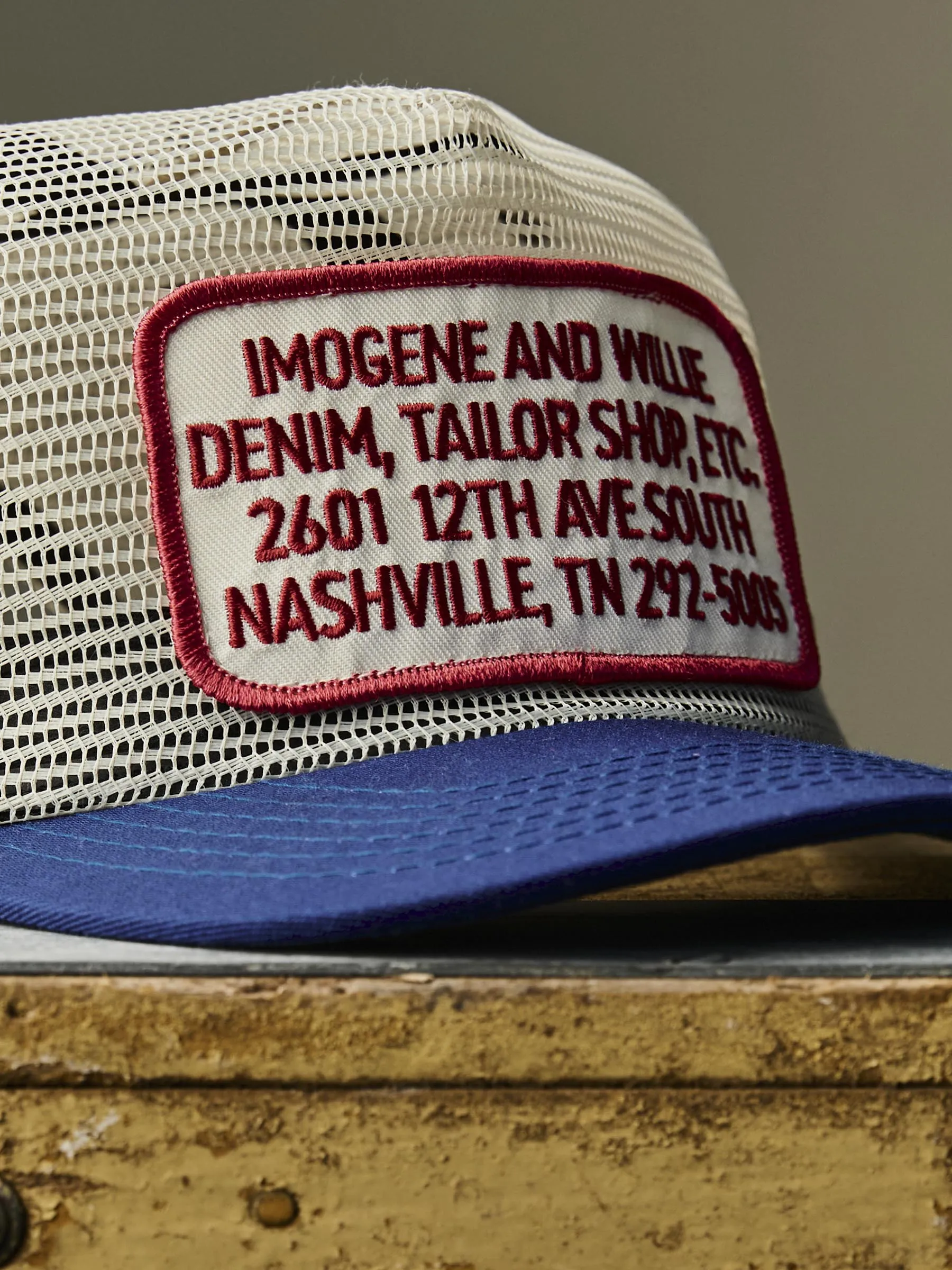 the "tailor shop" mesh trucker sold by Imogene + Willie product image thumbnail 2