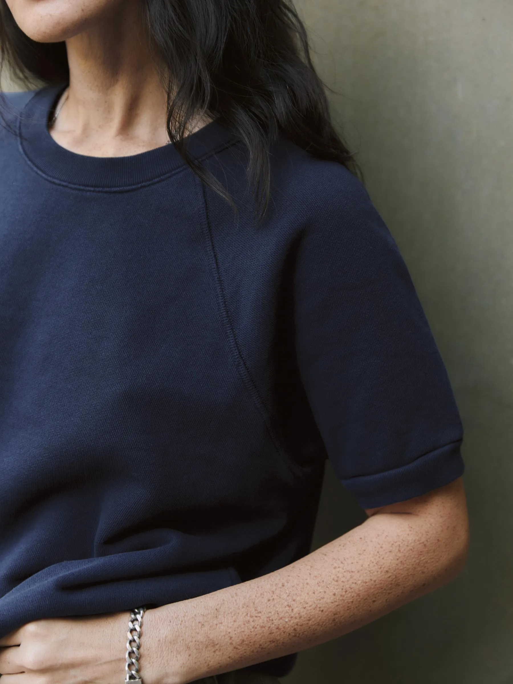 short sleeve raglan sweatshirt in navy sold by Imogene + Willie product image thumbnail 4
