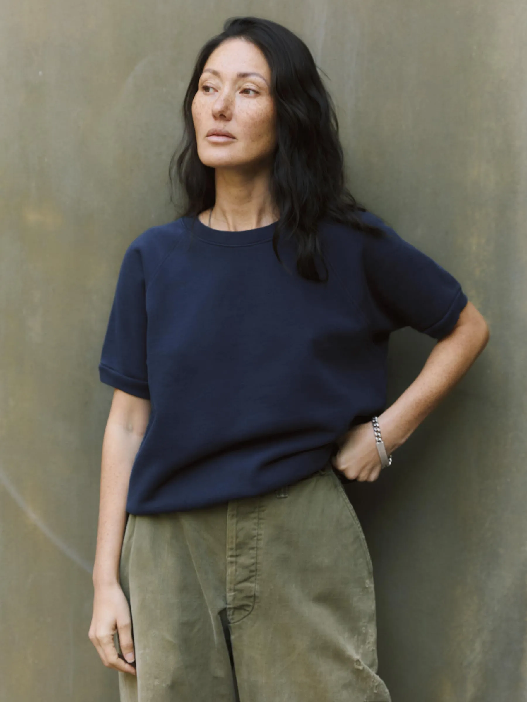 short sleeve raglan sweatshirt in navy sold by Imogene + Willie product image thumbnail 3