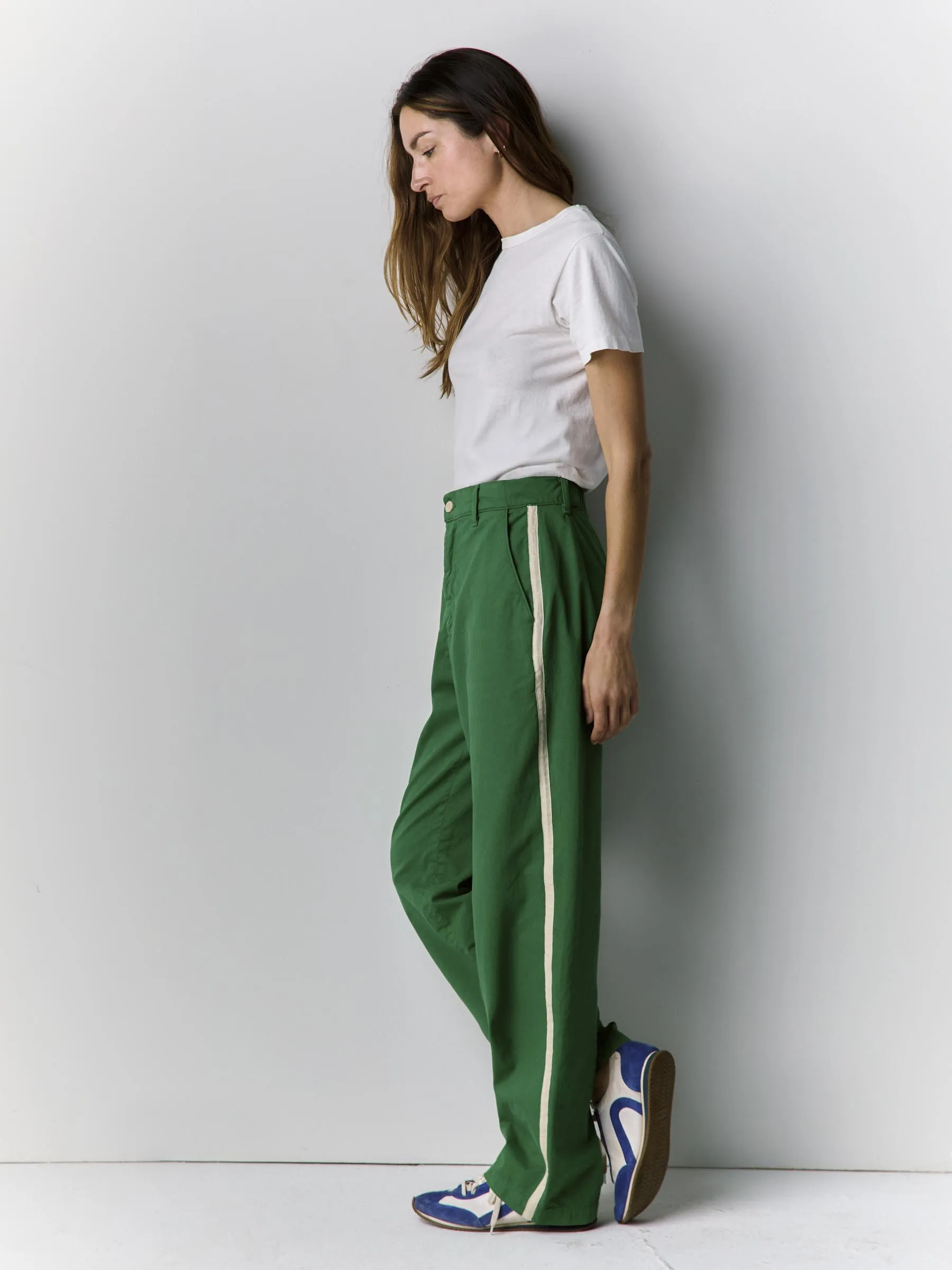 baker striped trouser in kelly green sold by Imogene + Willie product image thumbnail 4