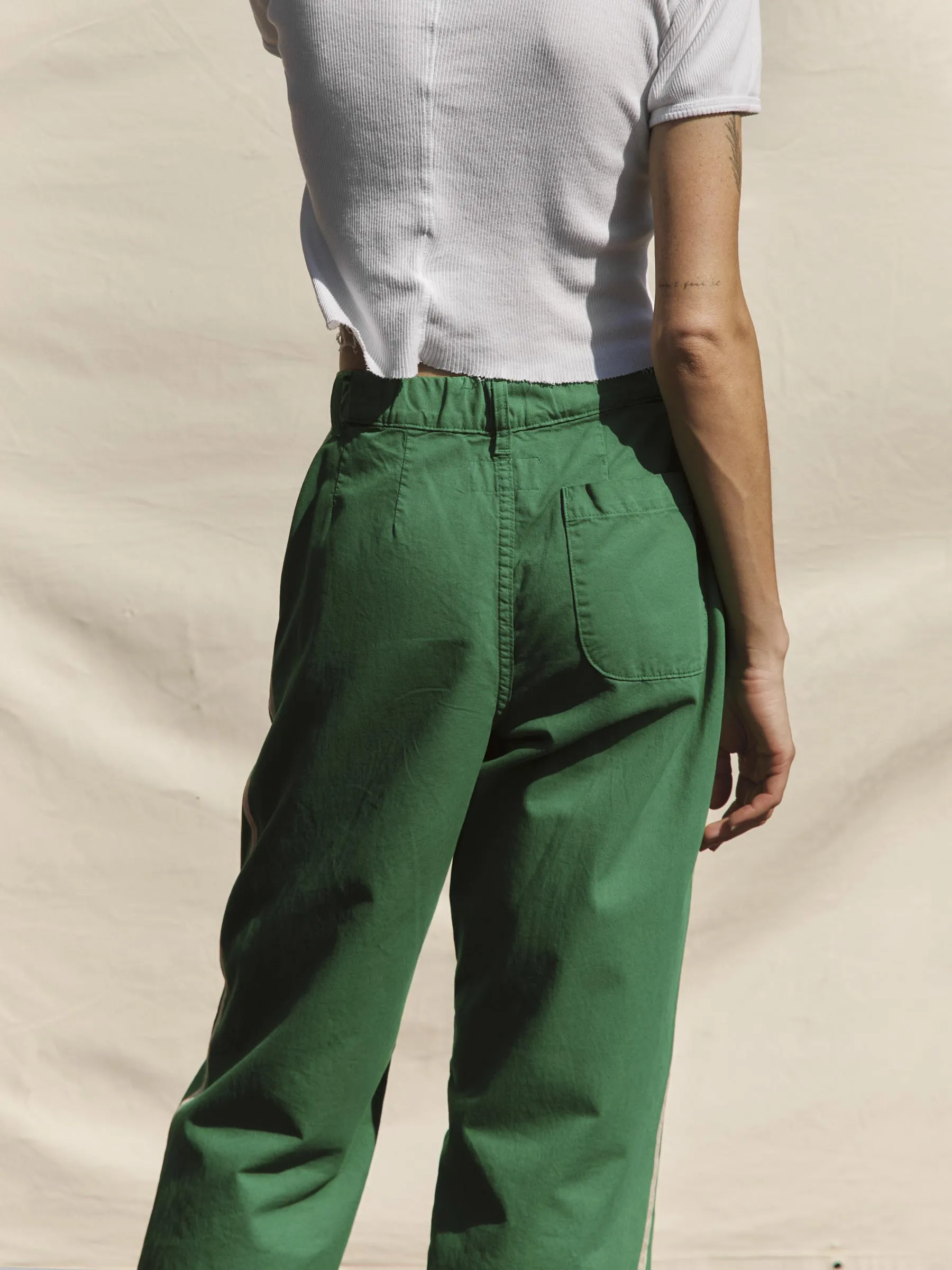 baker striped trouser in kelly green sold by Imogene + Willie product image thumbnail 3