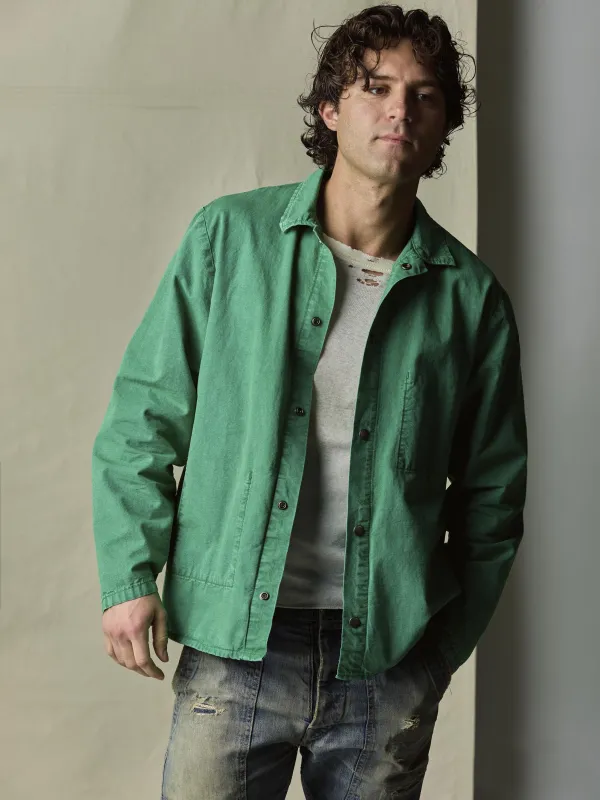 welder's jacket in seagreen ripstop sold by Imogene + Willie