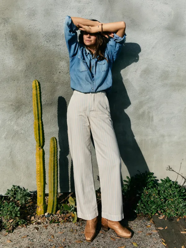 logan bleached indigo stripe made by Imogene + Willie