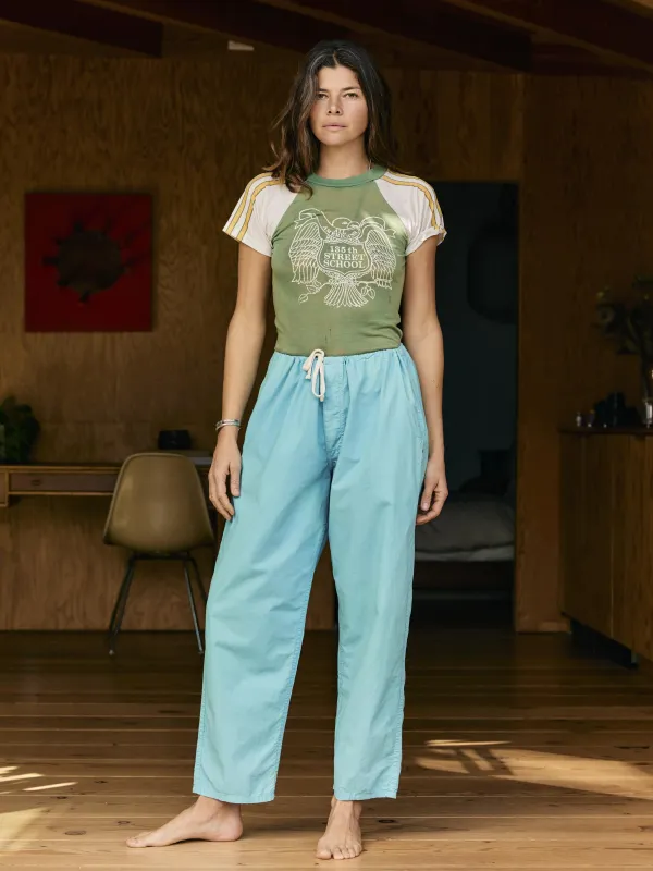 the lounge pant in aqua poplin made by Imogene + Willie
