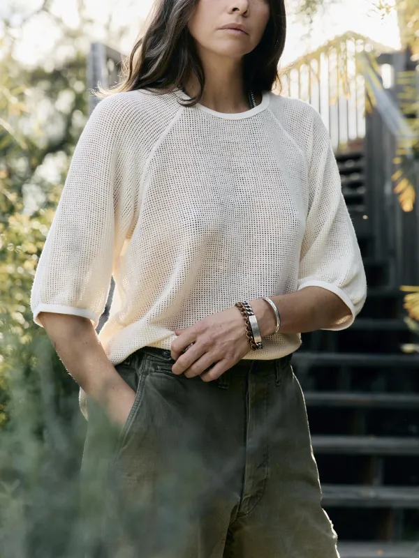 open weave raglan tee in natural made by Imogene + Willie