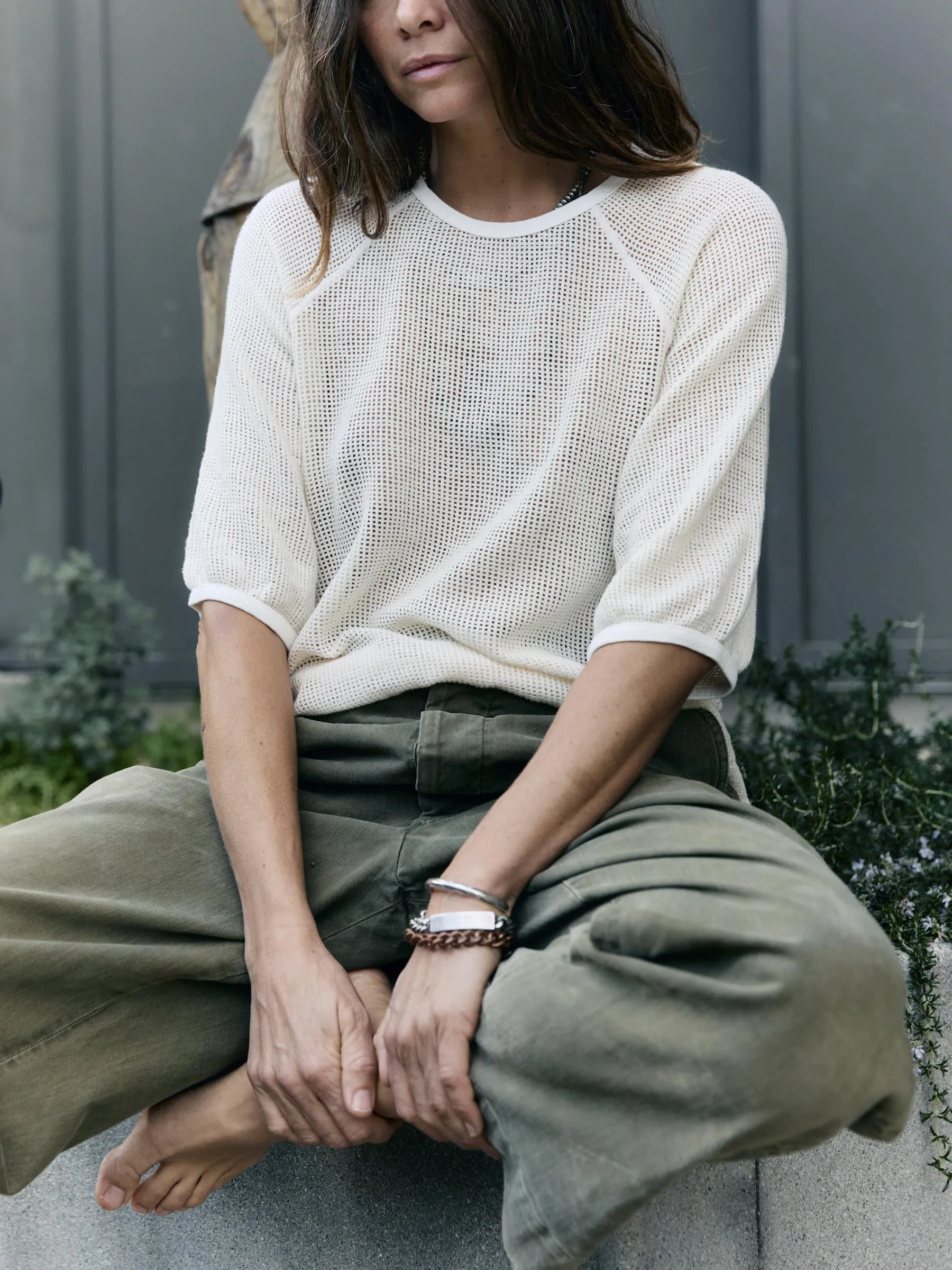 open weave raglan tee in natural sold by Imogene + Willie product image thumbnail 5