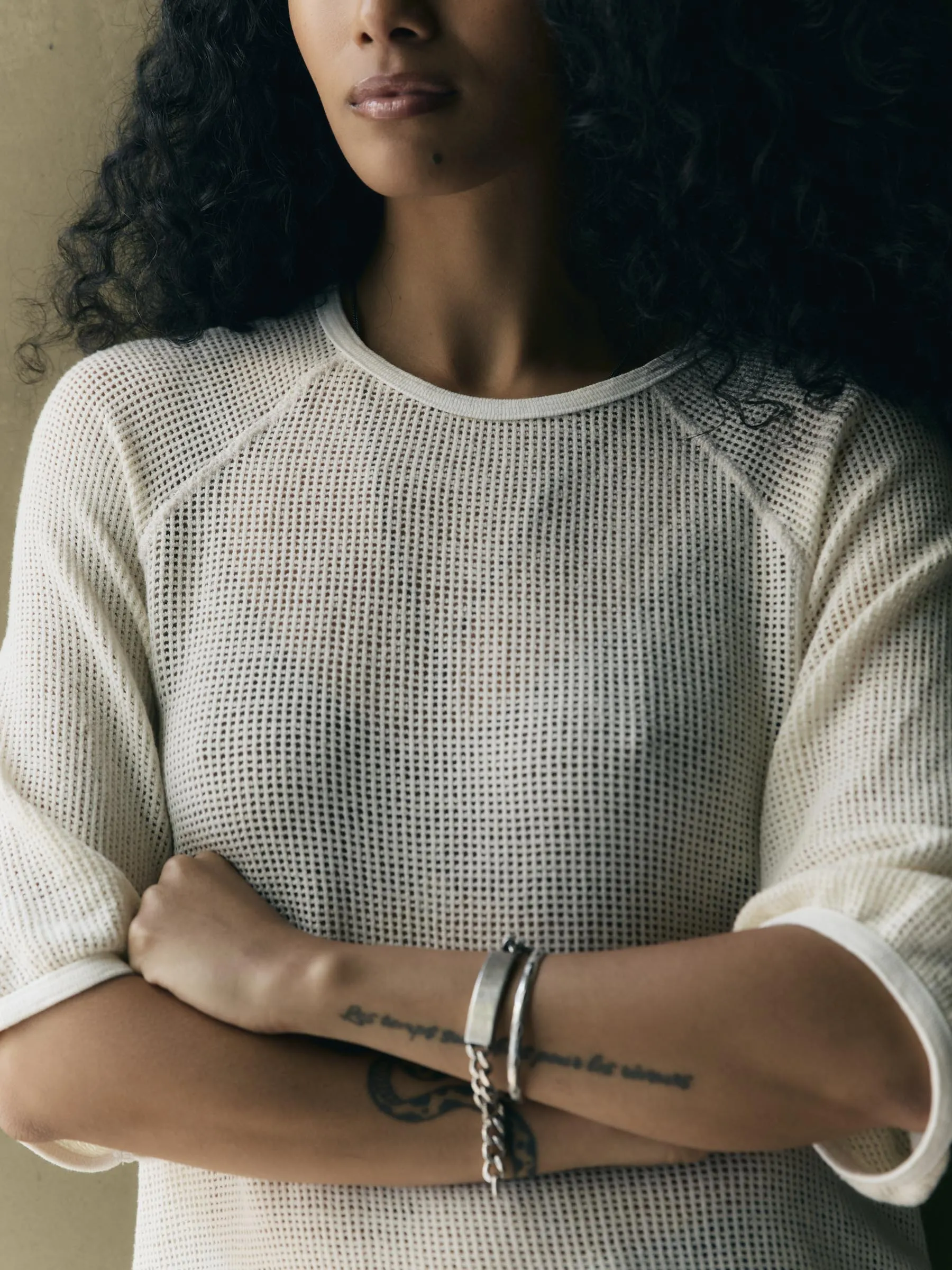 open weave raglan tee in natural sold by Imogene + Willie product image thumbnail 3