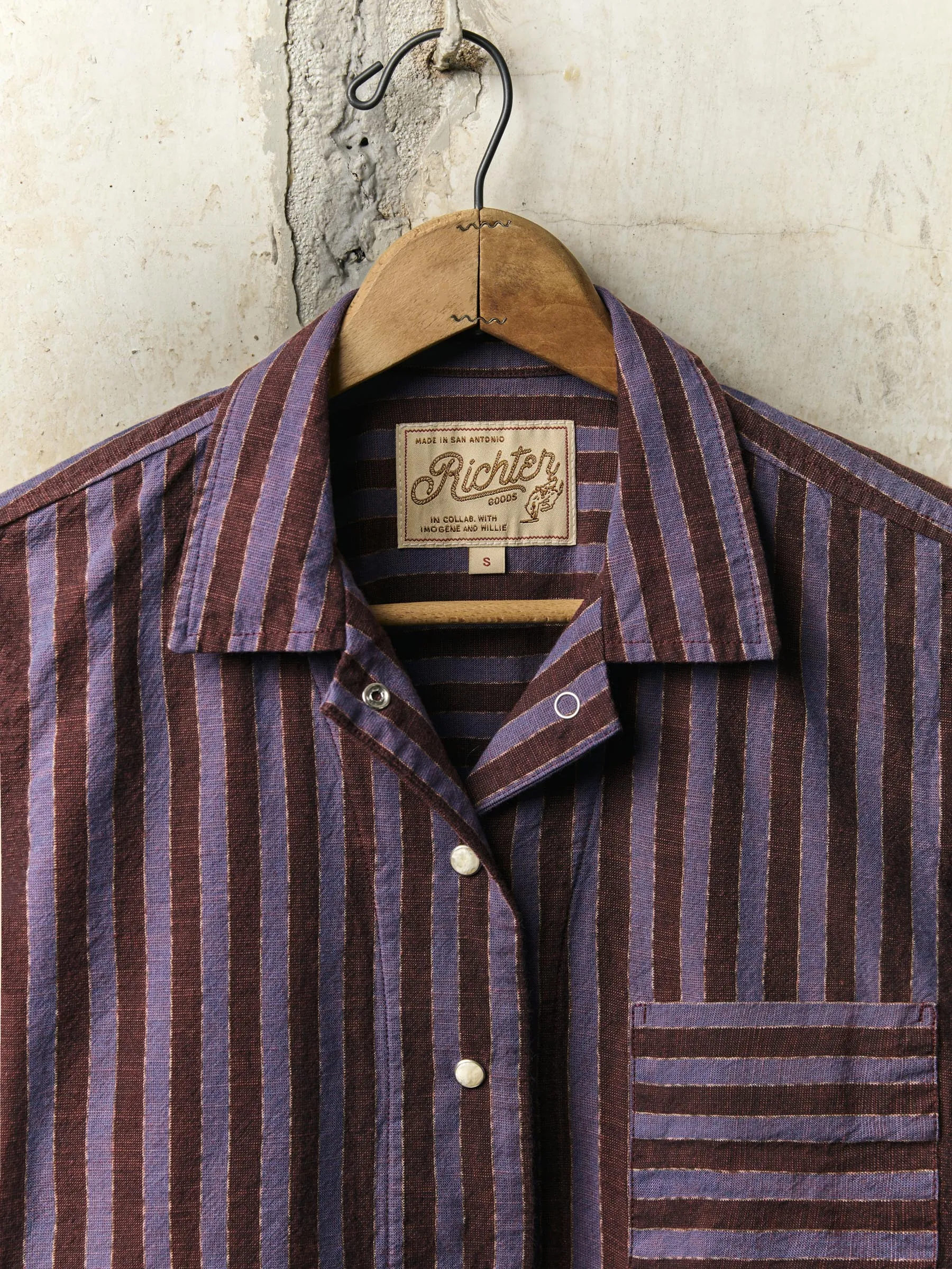 i+w x richter goods itajime stripe pearl snap sold by Imogene + Willie product image thumbnail 2