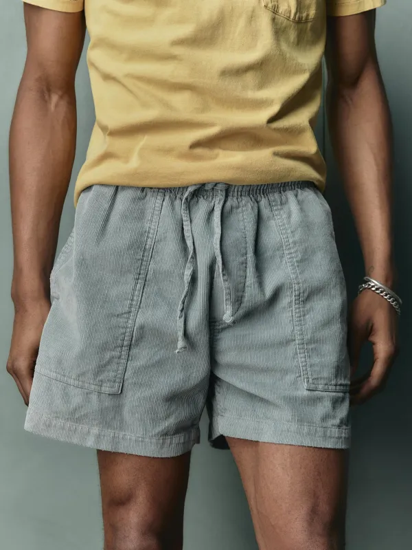 the lounge short in sunfaded blue cord made by Imogene + Willie