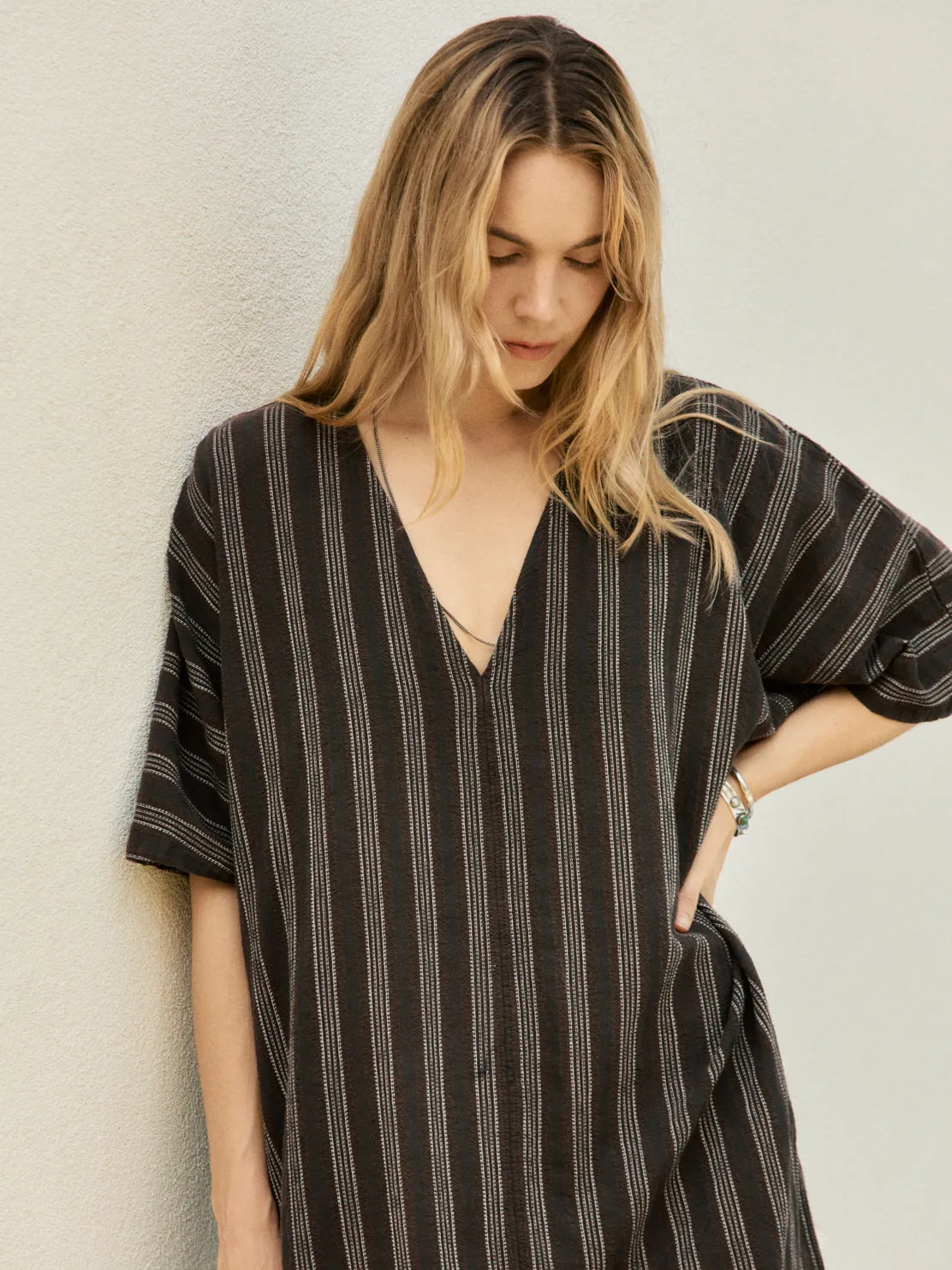 brown stripe caftan sold by Imogene + Willie product image thumbnail 3