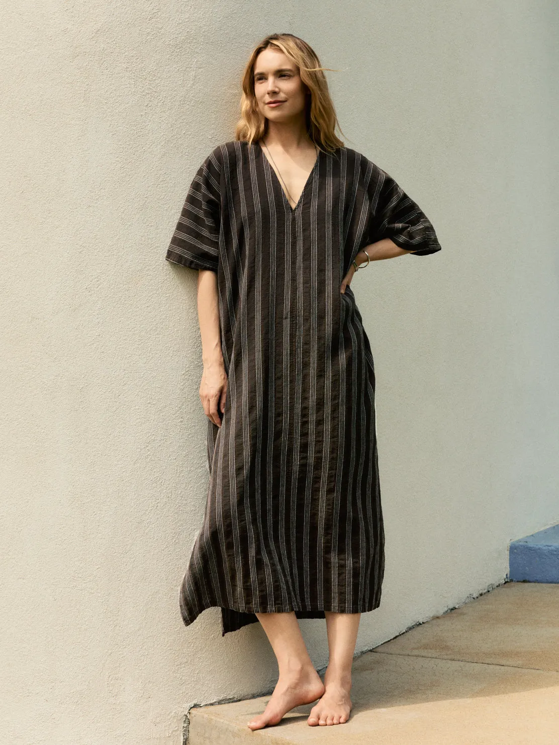 brown stripe caftan sold by Imogene + Willie product image thumbnail 4