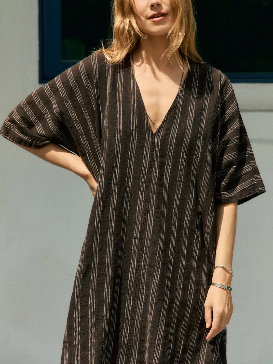 brown stripe caftan sold by Imogene + Willie product image thumbnail 5