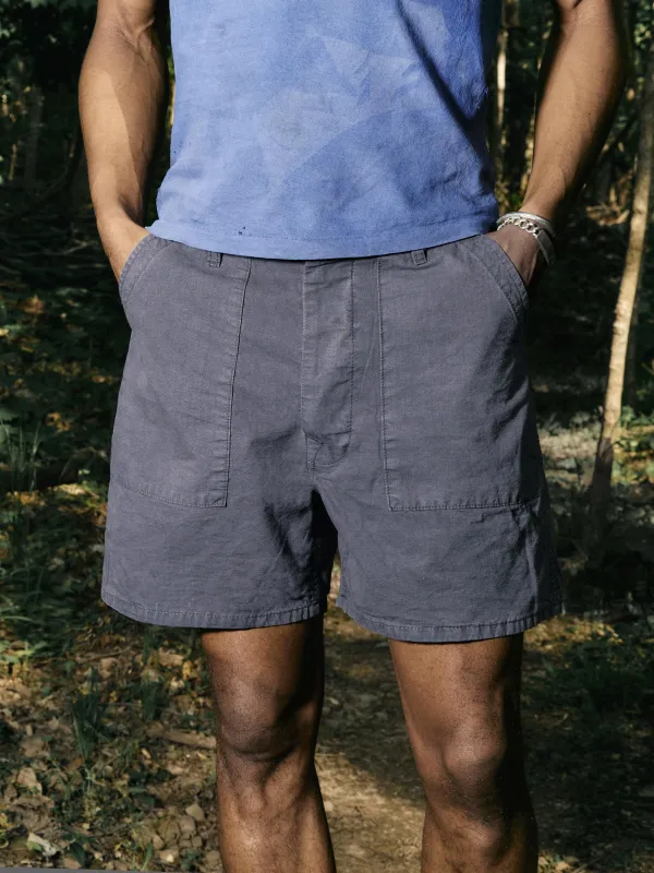 the ripstop fatigue short in sunfaded navy made by Imogene + Willie