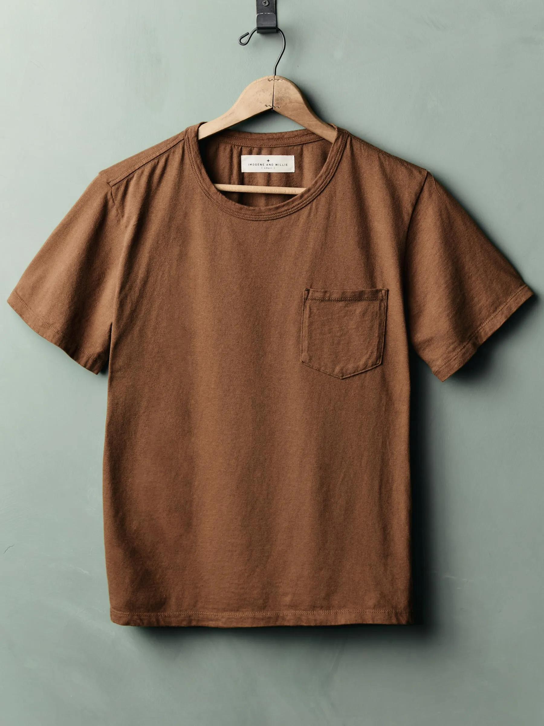 pocket tee in rust sold by Imogene + Willie