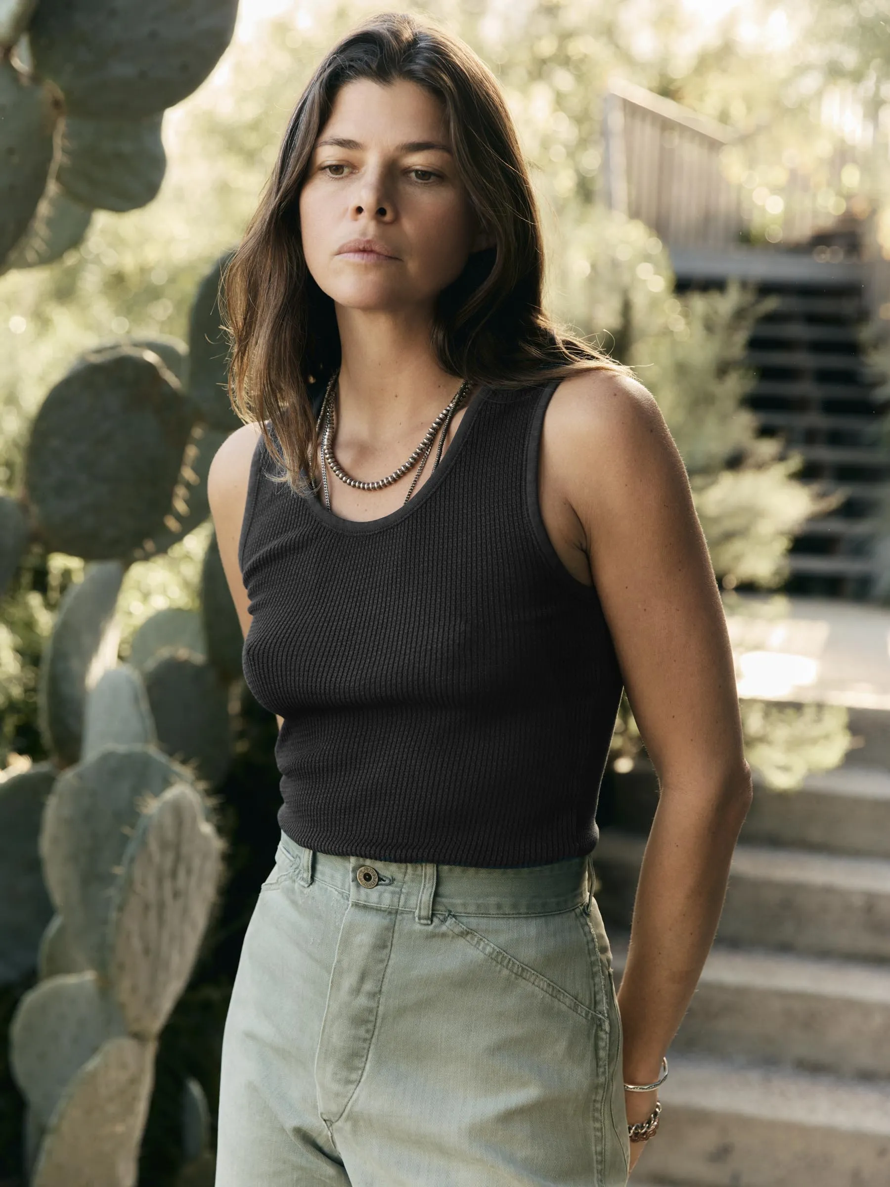 the vintage tank in open knit black sold by Imogene + Willie product image thumbnail 3