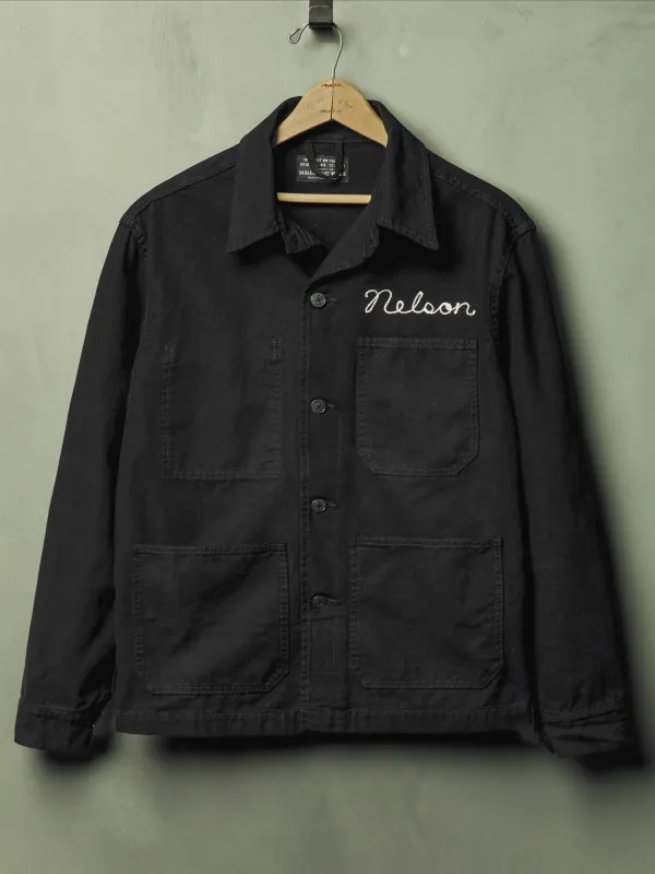 jack jacket in overdyed slate made by Imogene + Willie