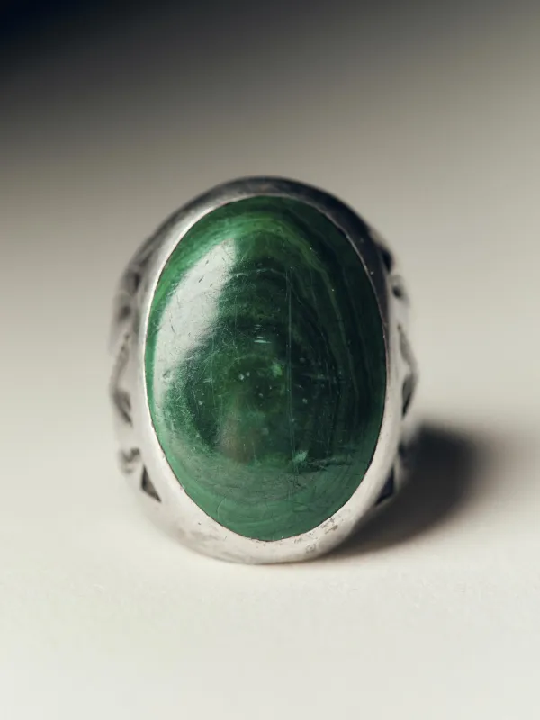 vintage trading post-era malachite ring made by Imogene + Willie