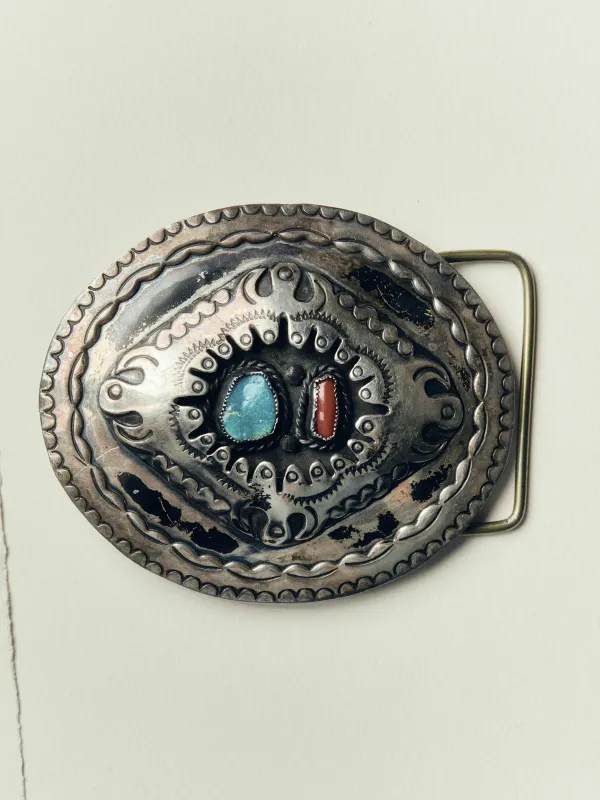 vintage sterling navajo belt buckle made by Imogene + Willie