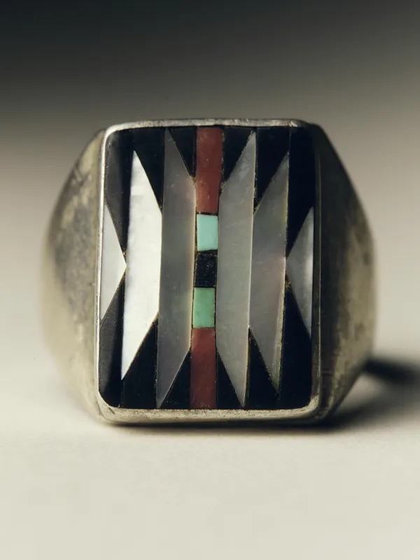 vintage zuni micro inlay ring made by Imogene + Willie