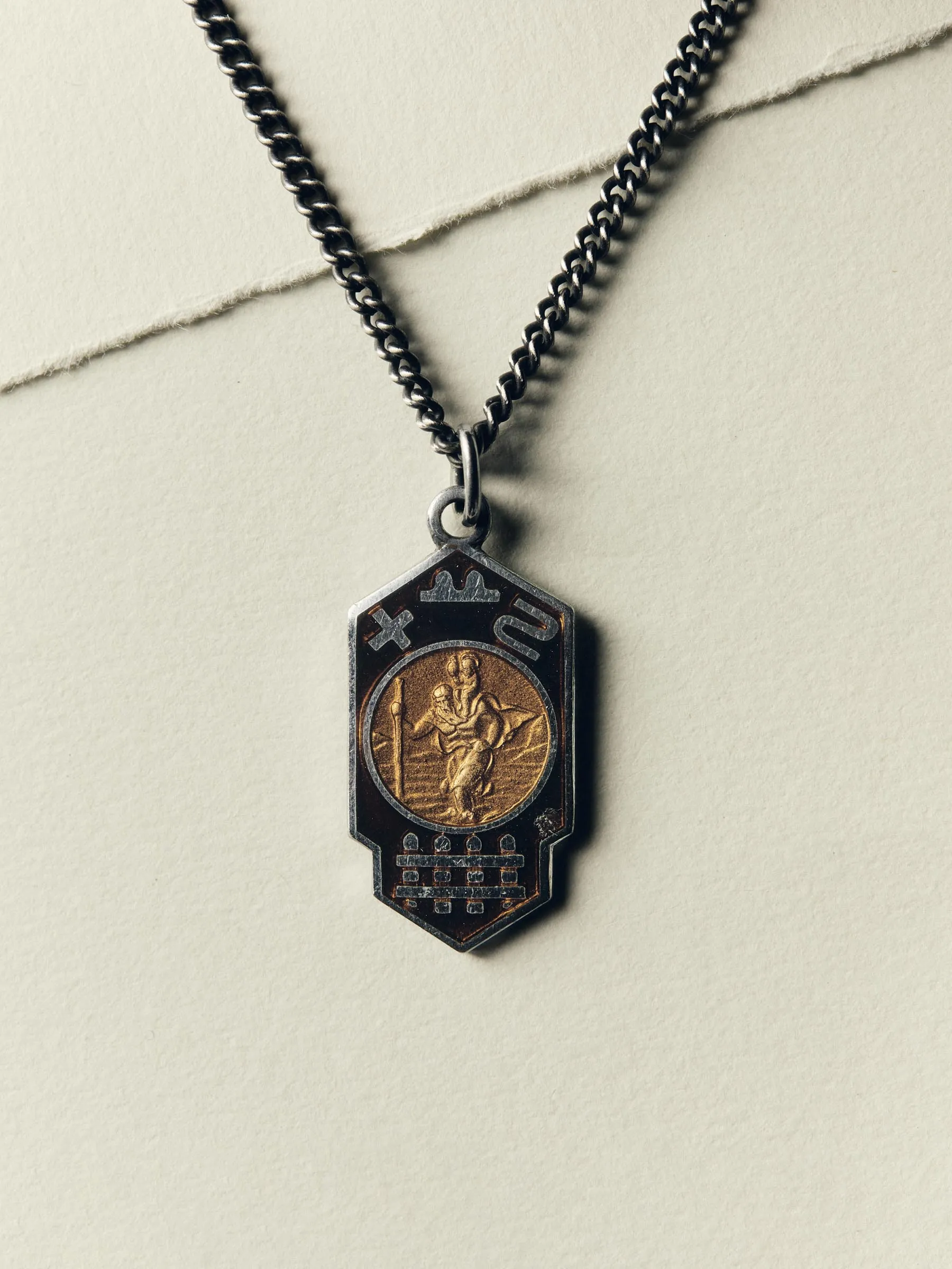 vintage "st. christopher" medal pendant sold by Imogene + Willie product image thumbnail 3