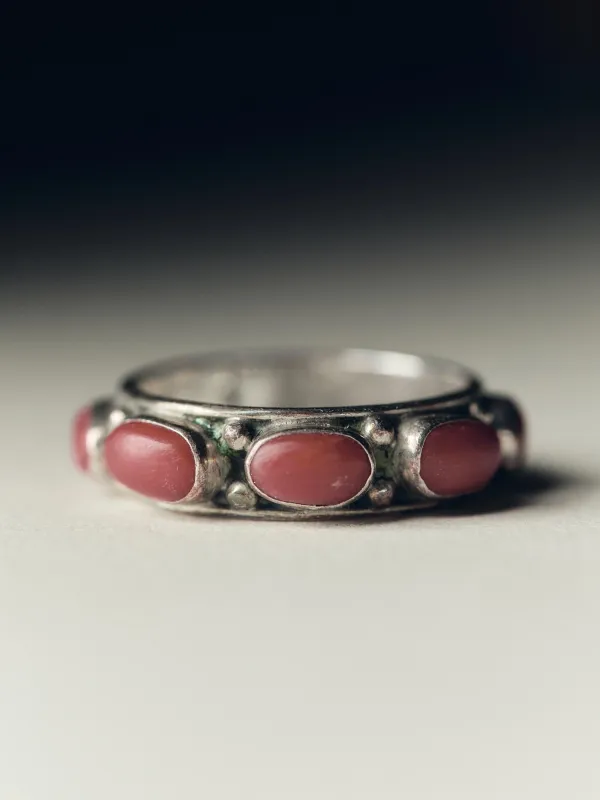 vintage navajo sterling coral band ring made by Imogene + Willie