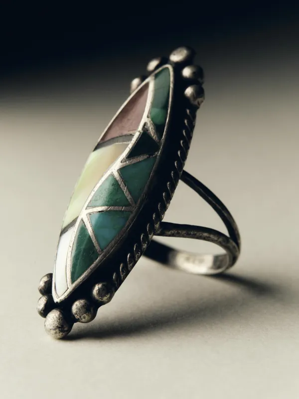 vintage navajo multistone inlay cocktail ring made by Imogene + Willie