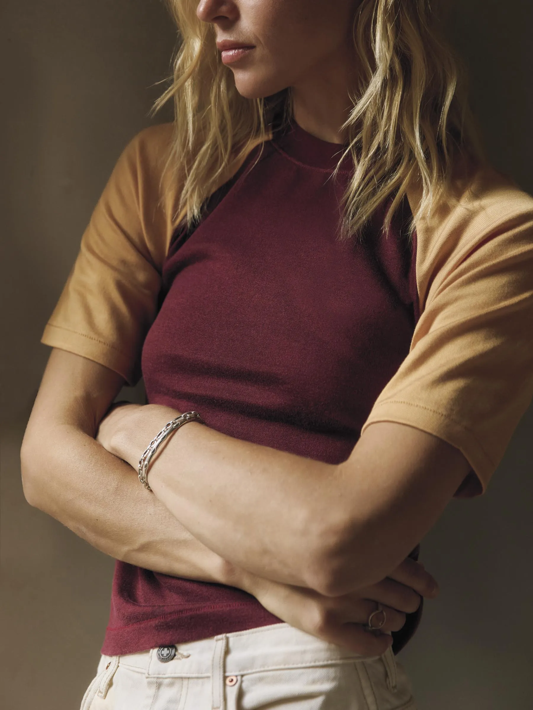 knit raglan crew in maroon sold by Imogene + Willie product image thumbnail 4