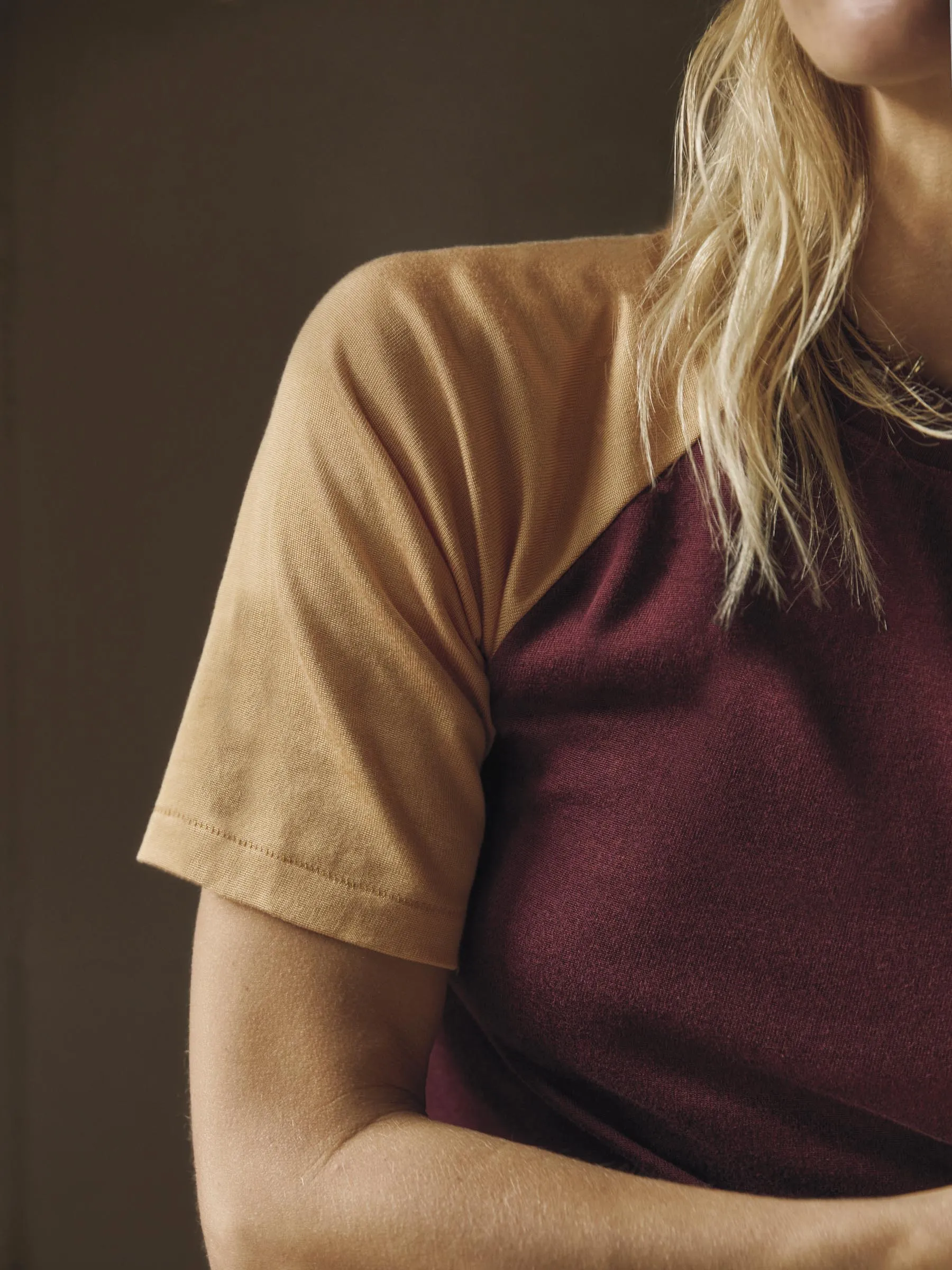 knit raglan crew in maroon sold by Imogene + Willie product image thumbnail 3