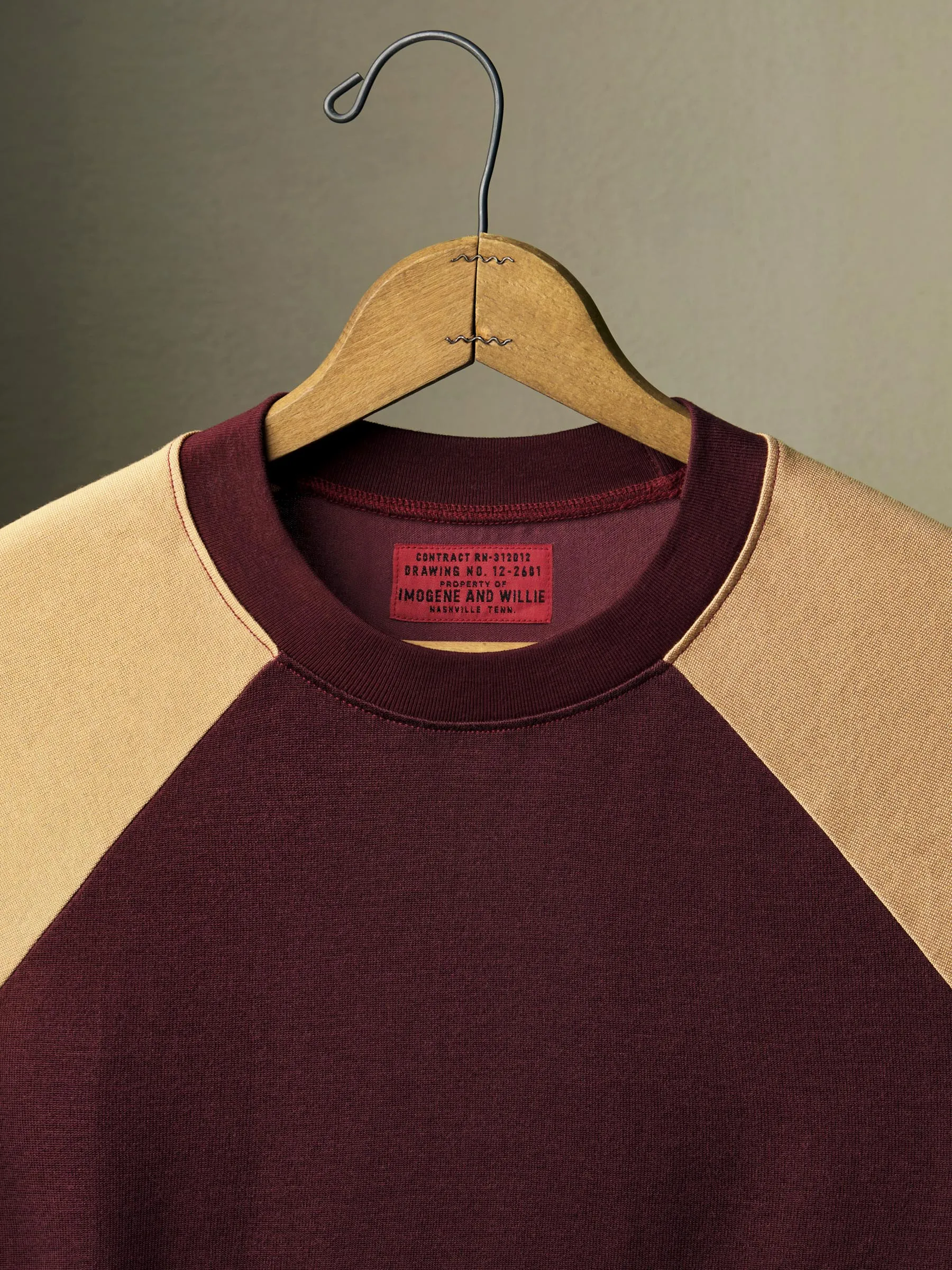 knit raglan crew in maroon sold by Imogene + Willie product image thumbnail 2