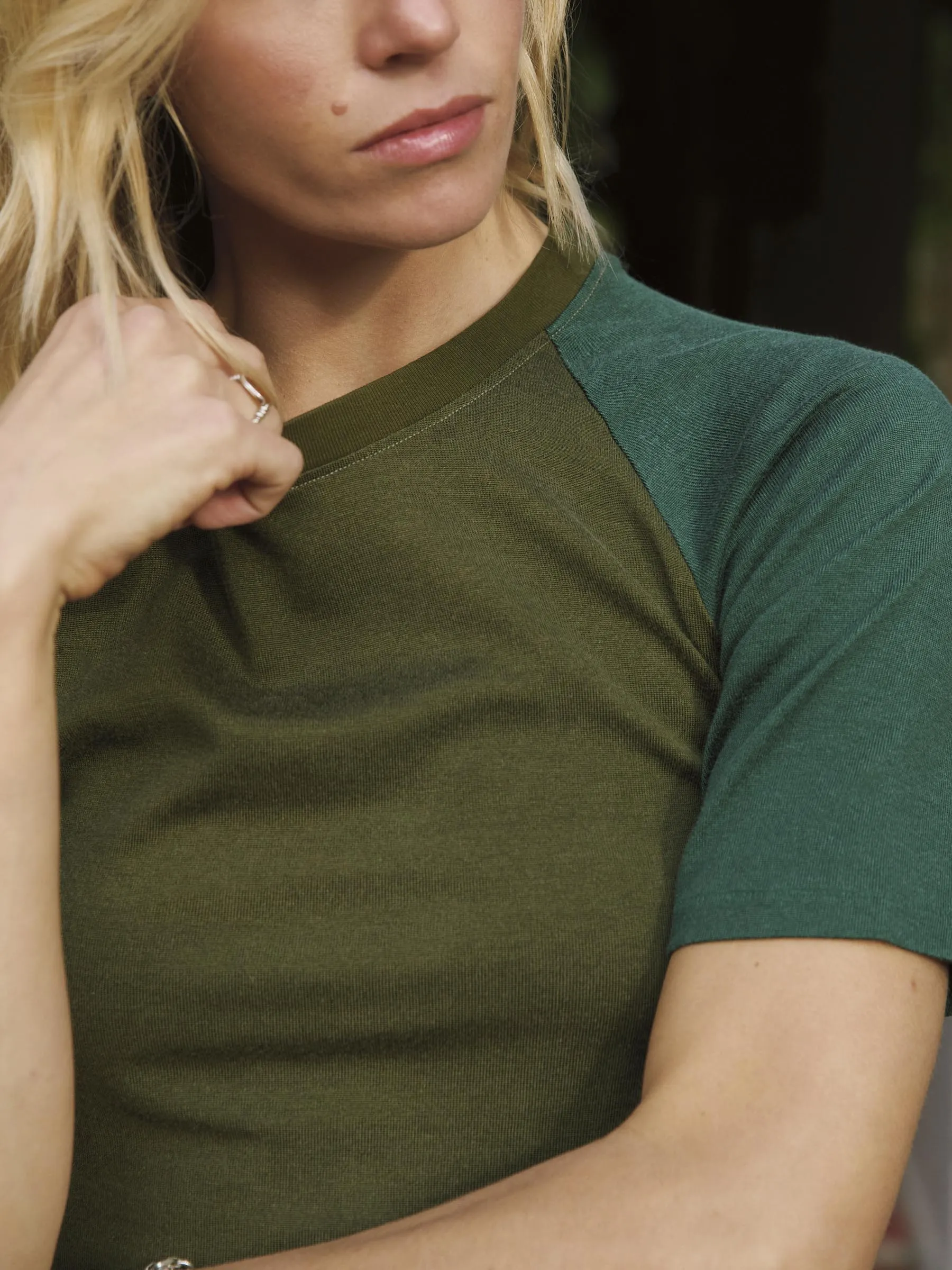 knit raglan crew in olive sold by Imogene + Willie product image thumbnail 3